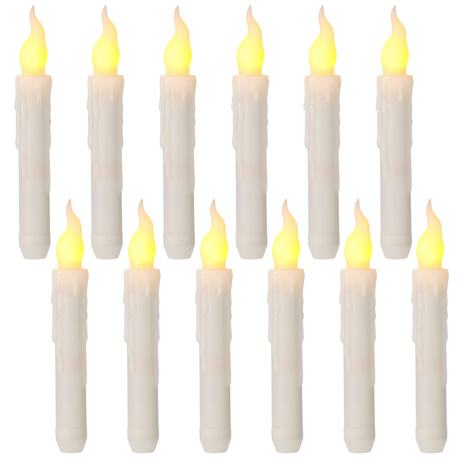 12 Pack Halloween Floating LED Candles - Battery Operated Flying Candles for Halloween, Christmas, Thanksgiving Party Decorations - Waterproof White Candles for Wedding, Table Centerpiece & Spooky Home Decor