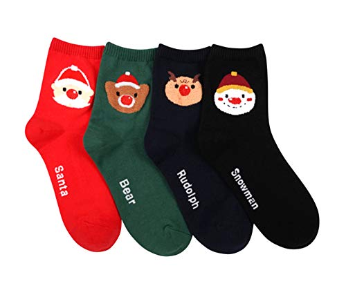 4 Pack Crew Socks - Winter Nose