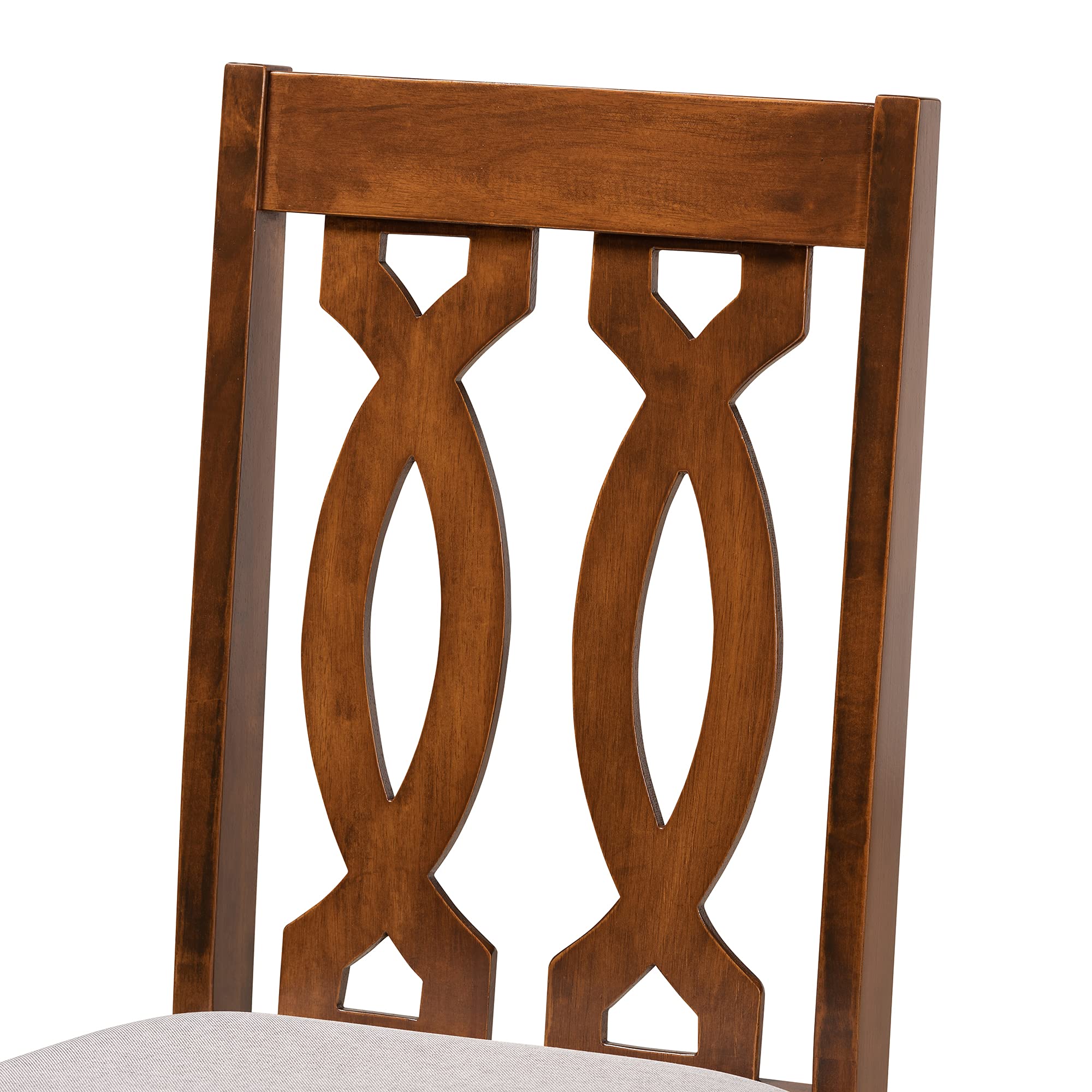 Baxton Studio Cherese 5-Piece Wood Dining Set - Grey Fabric Upholstered Chairs with Walnut Brown Finish | Perfect for Small Spaces, Apartments & Modern Dining Rooms