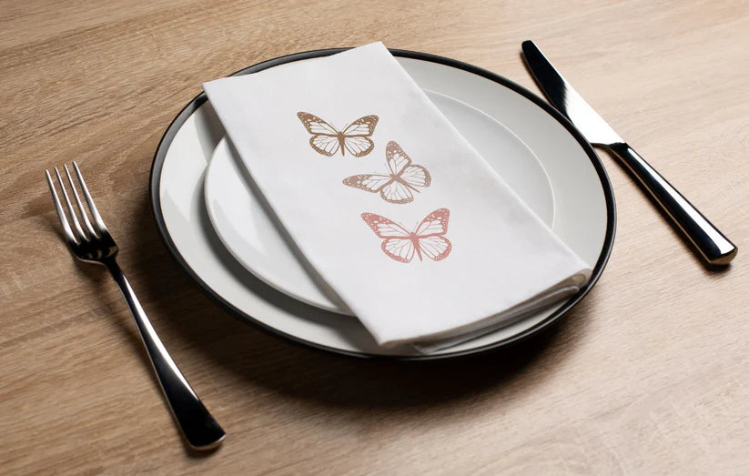 Premium Disposable Linen-Like Paper Guest Towels - 16 Pack Butterfly Trio Design | Soft & Absorbent for Parties, Weddings, Restaurants & Upscale Events