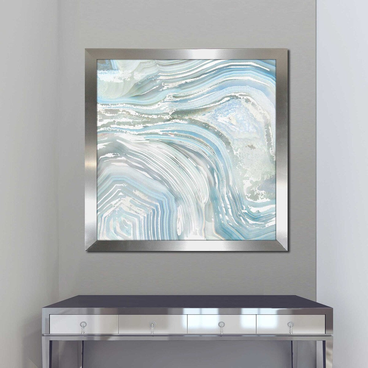 Blue Agate II Square Print on Acrylic - Modern Wall Art for Living Room, Bedroom & Office Decor