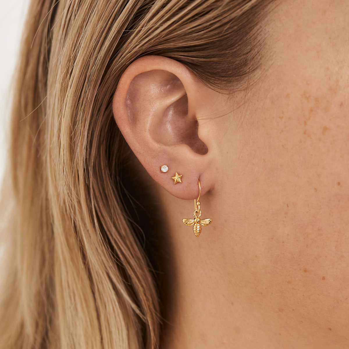 Meant to Bee Gold Earrings - Dainty Honeybee Jewelry for Women, Elegant Gift for Her, Perfect for Everyday Wear & Special Occasions