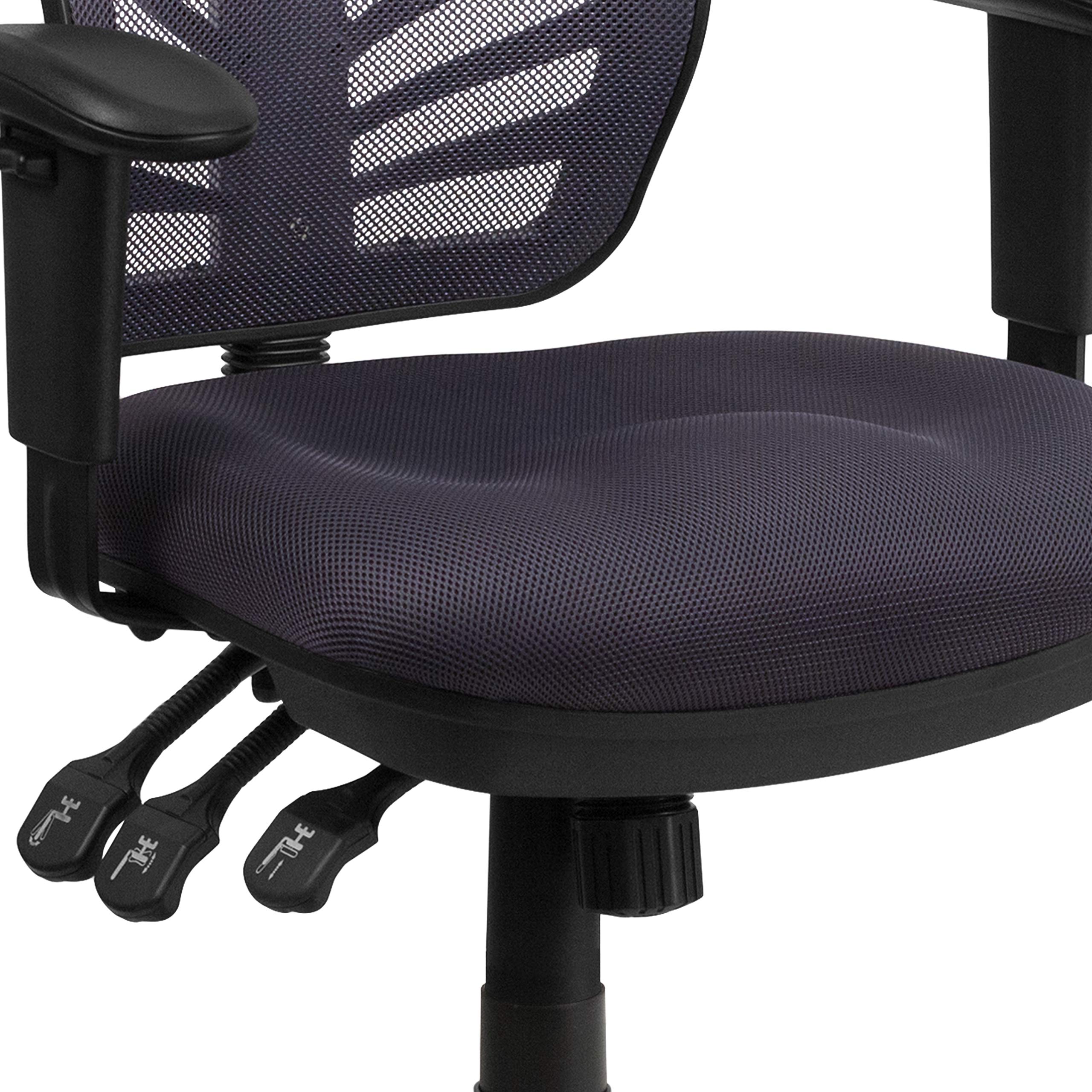 Ergonomic Mesh Office Chair with Adjustable Lumbar Support - Flash Furniture Nicholas Mid-Back Swivel Chair for Home Office & Gaming, Dark Gray - Perfect for Long Work Sessions & Esports Gaming