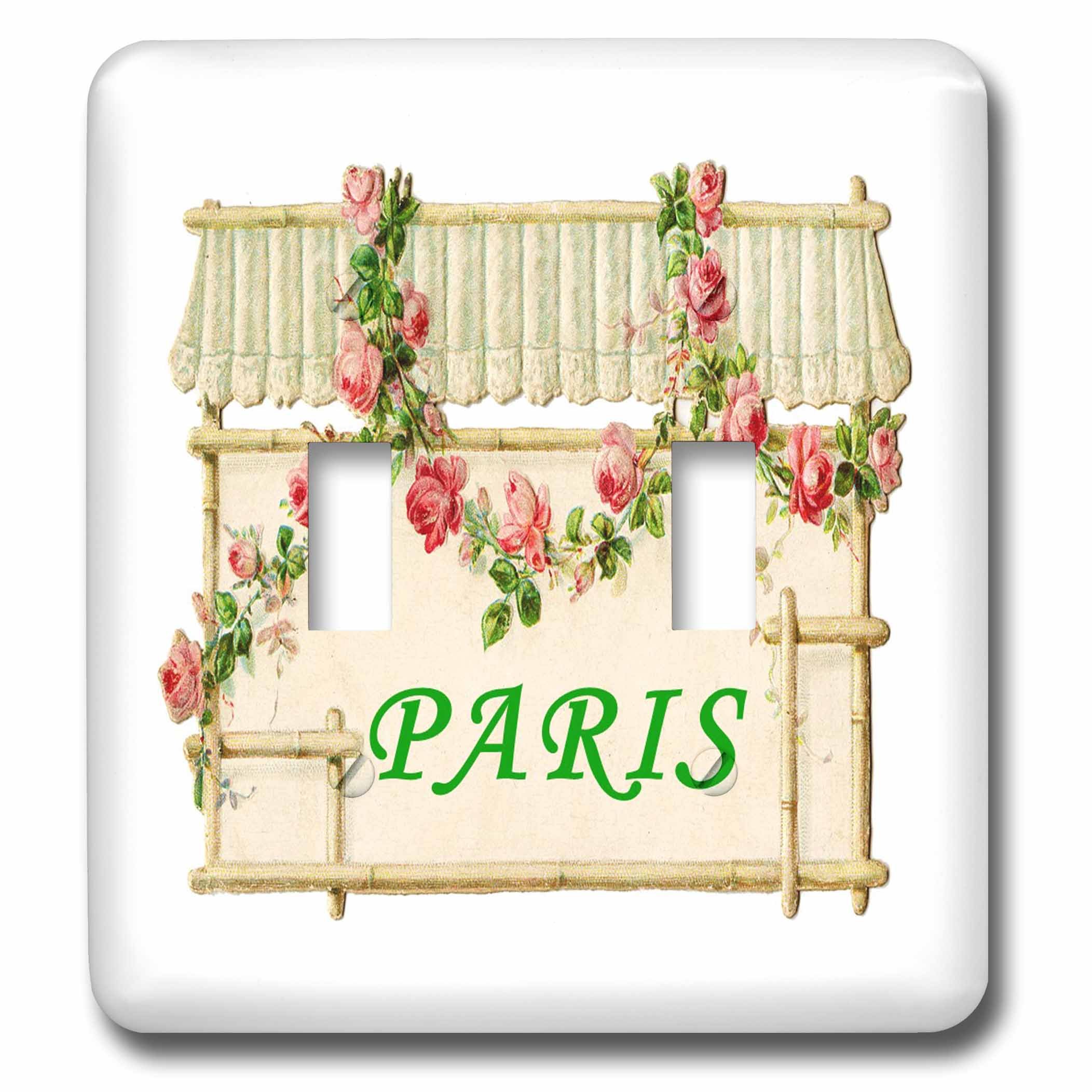 3D Rose Paris Double Toggle Switch - Romantic Vintage Floral Design with Custom Name Plate | Perfect for Home Decor, Bedroom Light Control & DIY Electrical Projects