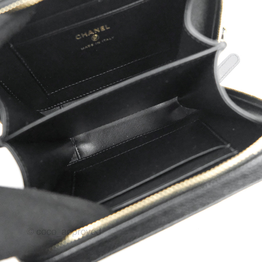 Chanel CC Filigree Vanity Clutch With Chain - Caviar Black Leather & Aged Gold Hardware - Luxury Evening Bag for Women, Perfect for Parties, Weddings & Special Occasions