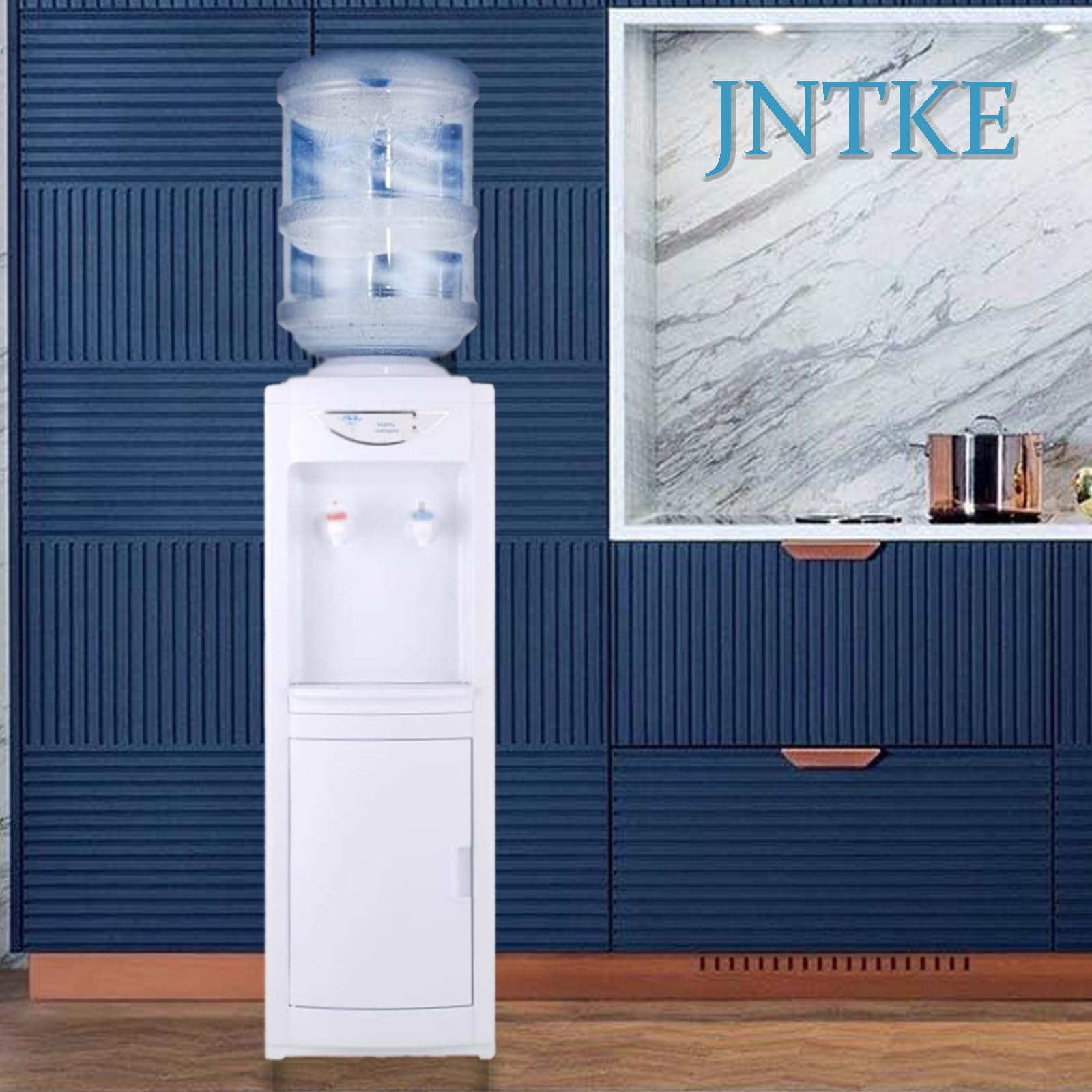 Best Top Loading Water Cooler Dispenser for 3/5 Gallon Bottles - Child Safety Lock & Storage Cabinet - Hot & Cold Water Dispenser for Home, Office, Kitchen - White - Perfect for Hydration Station in Schools, Gyms, and Waiting Rooms