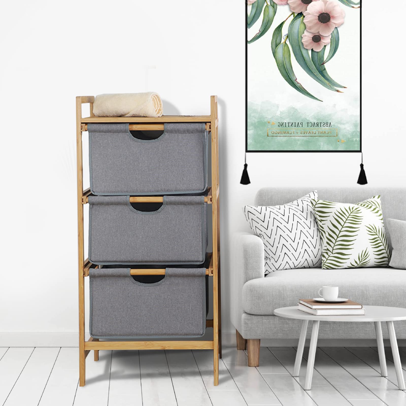 3-Tier Bamboo Laundry Hamper & Storage Basket - Portable Closet Organizer for Clothes, Toys, and Home Organization | Perfect for Bedroom, Bathroom, and Nursery Storage Solutions