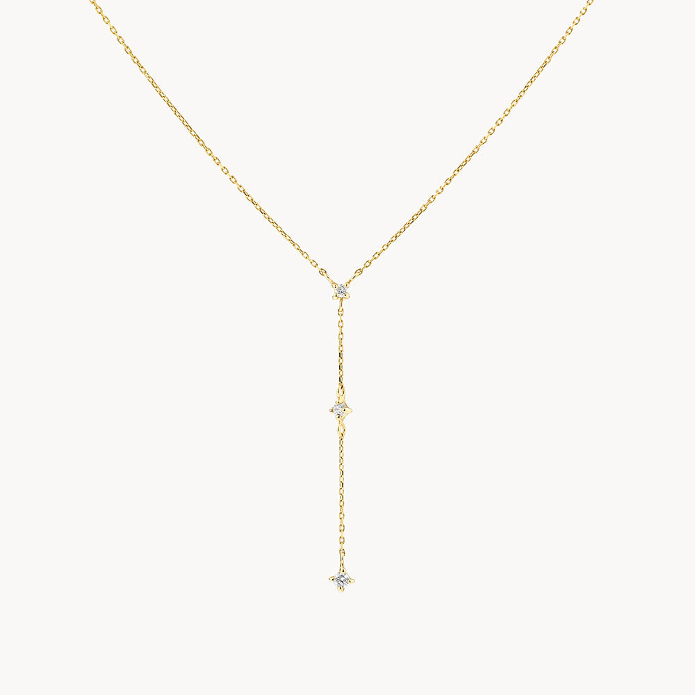 10k Gold Diamond Trio Lariat Necklace - Elegant Layered Pendant for Women | Perfect for Weddings, Date Nights & Special Occasions