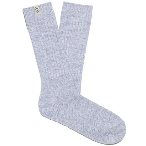 UGG Women's Rib Knit Slouchy Crew Socks - Soft Winter Boot Socks in Ice Blue | Cozy Casual & Outdoor Wear for Cold Weather