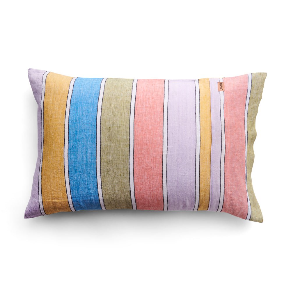 Premium Majorca Stripe Woven Linen Pillowcases Set of 2 - Standard Size 20x26 Inches - Breathable & Soft Bedding for Home Decor, Guest Room & Coastal Style Bedrooms