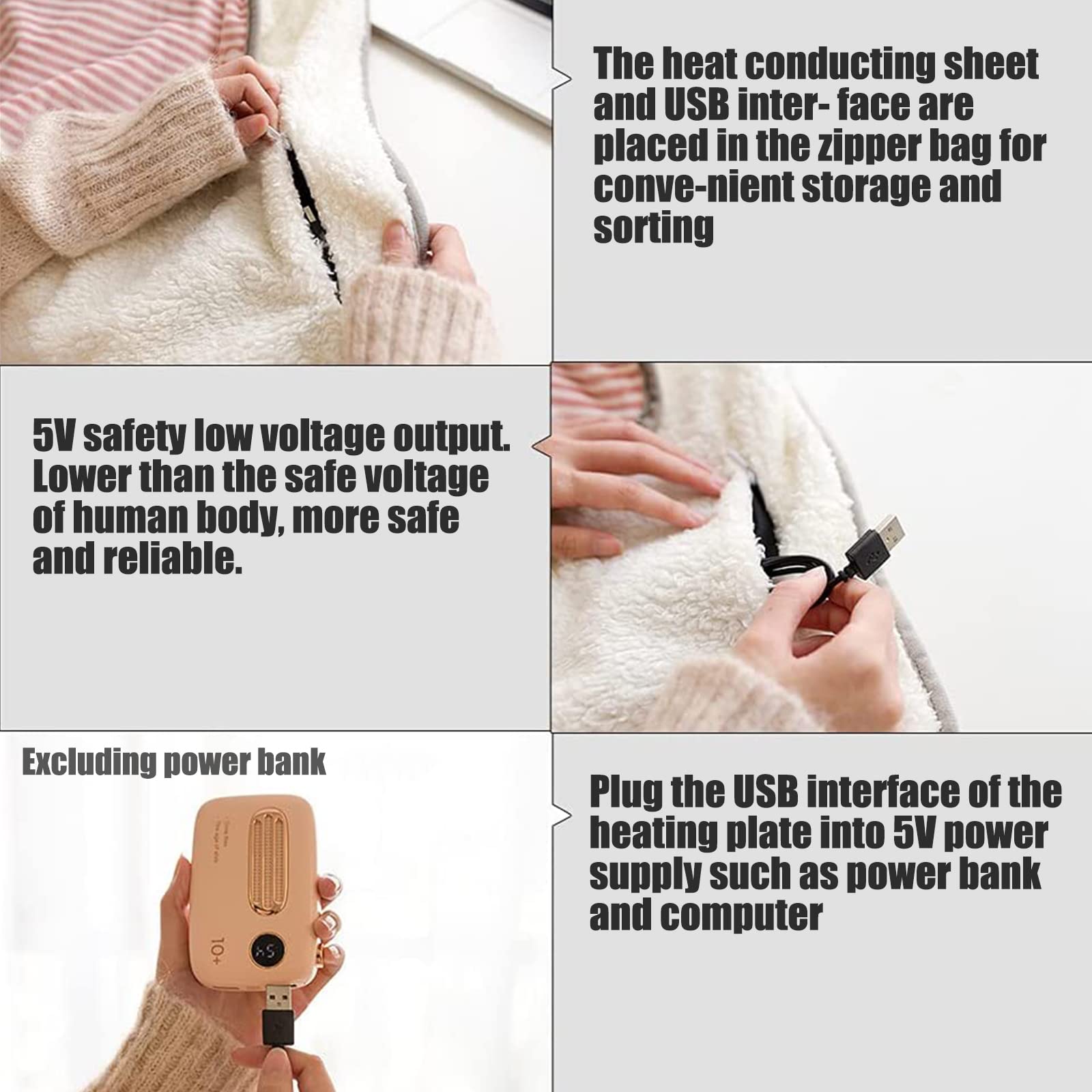 USB Electric Heated Blanket - Portable Battery Operated Washable Fleece Throw with Hand Warmer Pockets | Soft Pink Heating Blanket for Home, Office & Travel Use | Perfect for Winter, Camping & Cold Weather Comfort