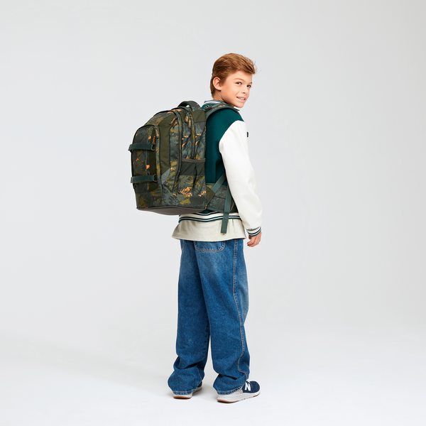 Satch Pack Jurassic Jungle Backpack for Kids - Dinosaur Themed School Bag with Multiple Pockets - Perfect for School, Travel & Outdoor Adventures