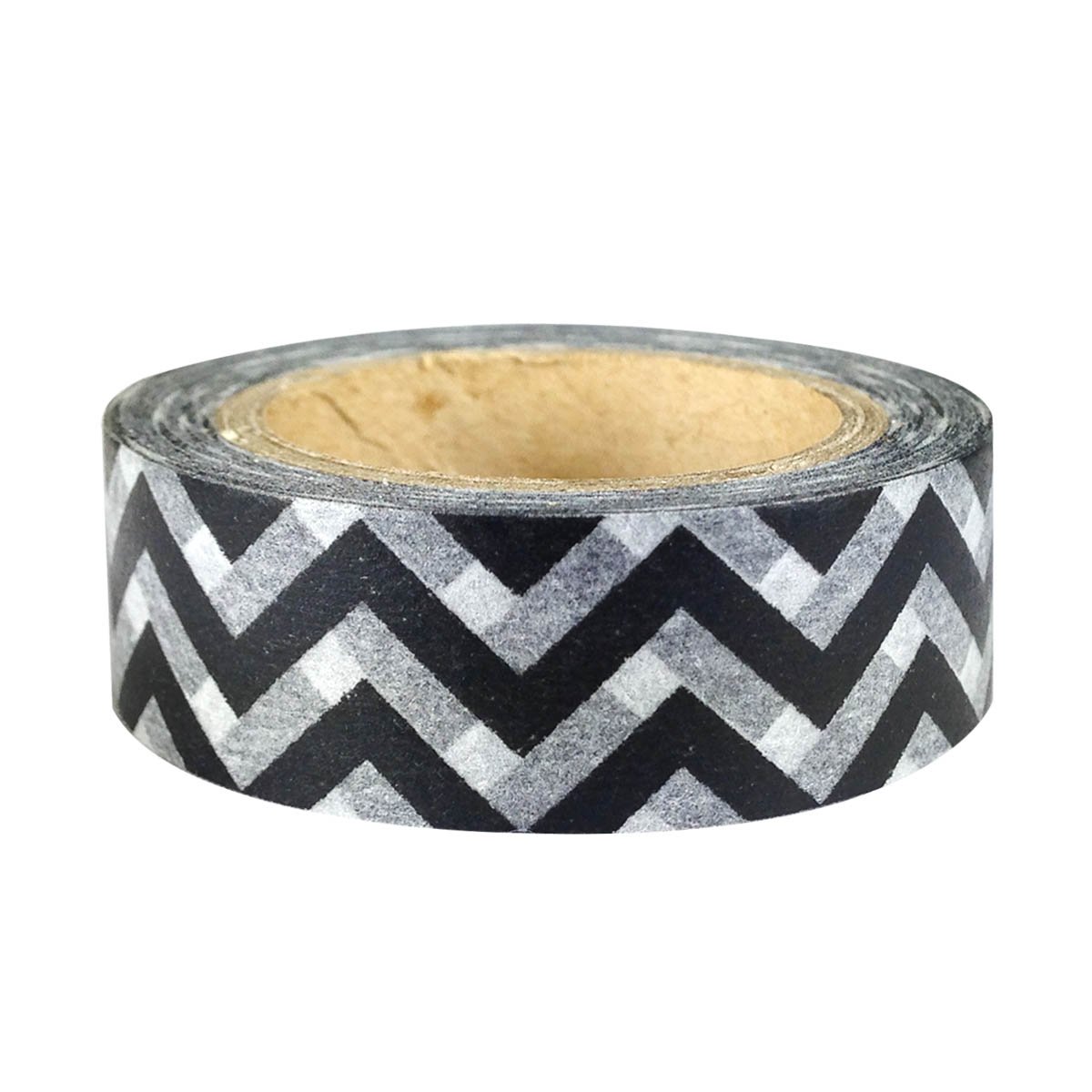 Allydrew Striped Japanese Washi Masking Tape - Black Chevron Pattern Decorative Tape for Scrapbooking, Journaling, Gift Wrapping & DIY Crafts