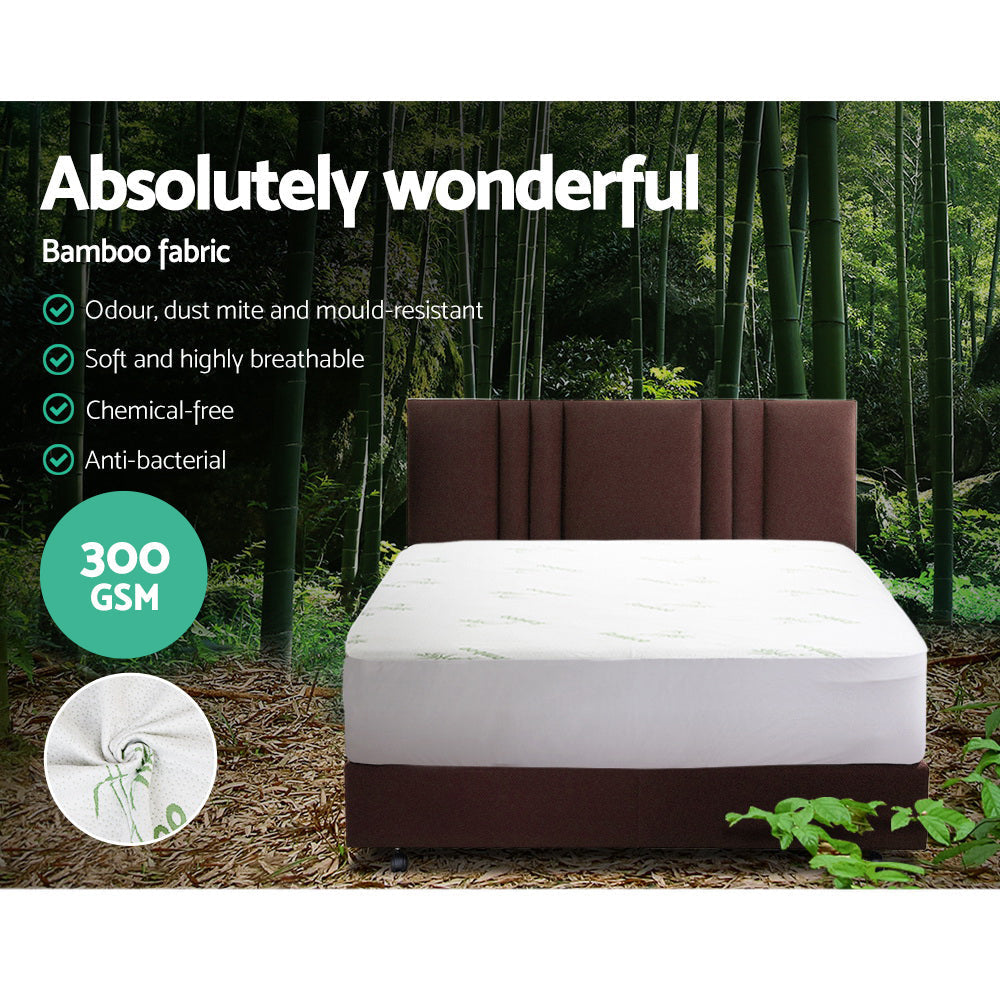 Bamboo Mattress Protector - Single Size, Waterproof & Hypoallergenic Bed Sheet Cover for Allergy Relief & Comfortable Sleep