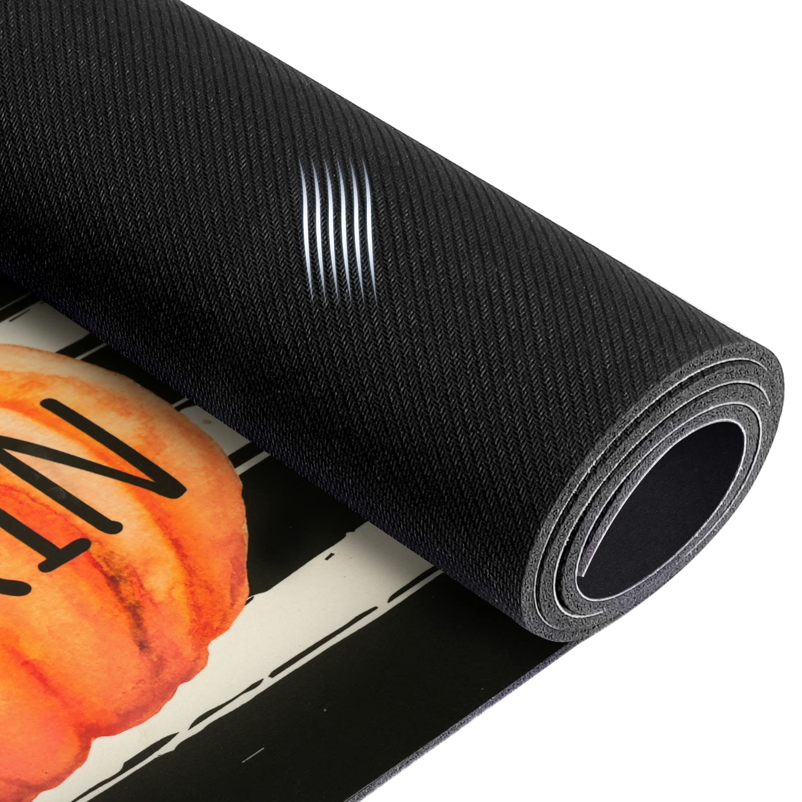 Premium Non-Slip Fall Pumpkin Kitchen Mat Set of 2 - Thick Cushioned Floor Rugs for Comfortable Standing (17