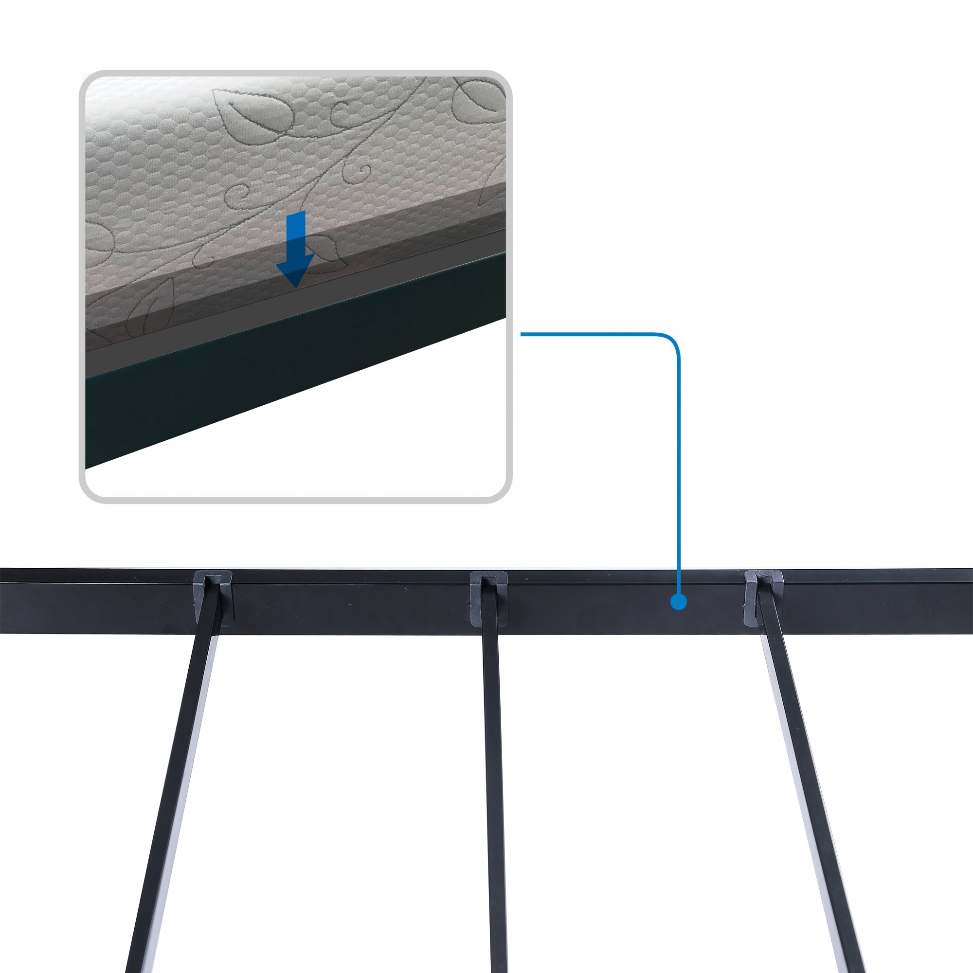 V&LX 14 Inch Tall Steel Slat Bed Frame - Sturdy Platform Bed with Box Spring Replacement - Perfect for Modern Bedrooms & Guest Rooms