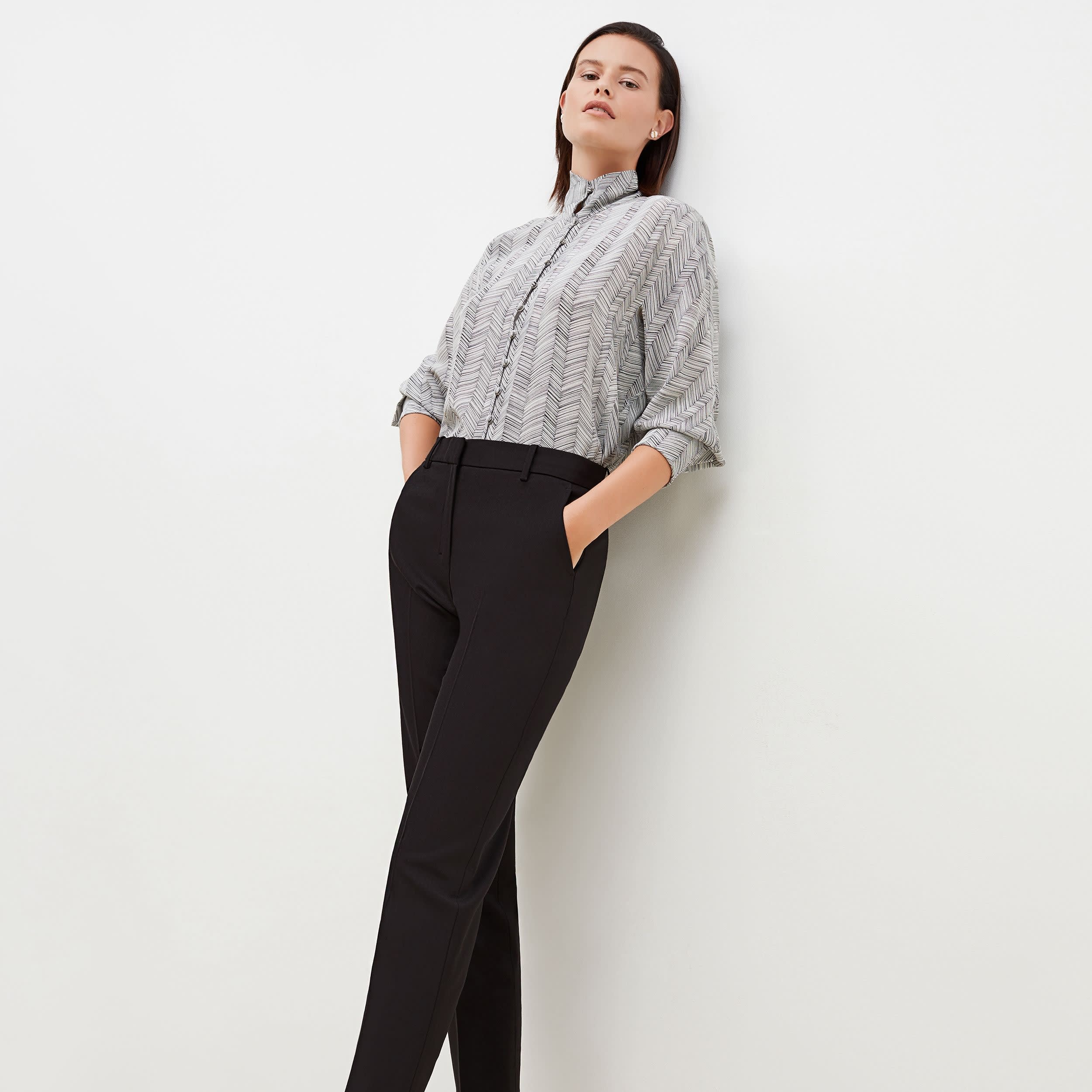 Mejia Washable Wool Twill Pants for Men & Women - Classic Black Trousers for Office, Travel & Casual Wear