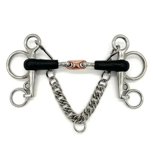 AJR Rubber Copper French Link Baby Pelham Bit – Horse Training Bit for Young Horses, Dressage & Riding Lessons – Durable & Gentle for Comfortable Control