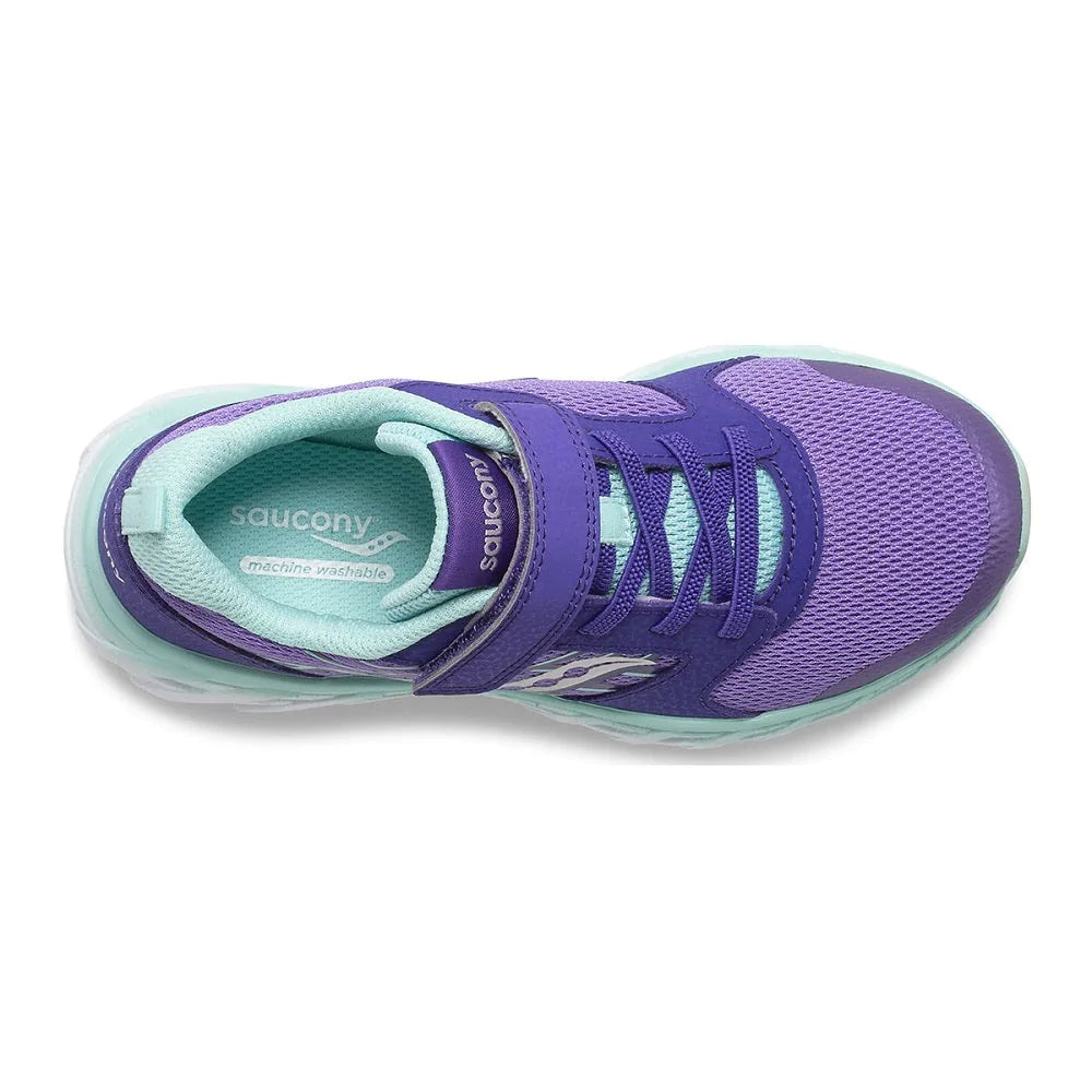 Saucony Wind 2.0 A/C Kids Running Shoes - Lightweight Breathable Athletic Sneakers for Boys & Girls in Purple/Turquoise - Perfect for School, Sports & Outdoor Activities