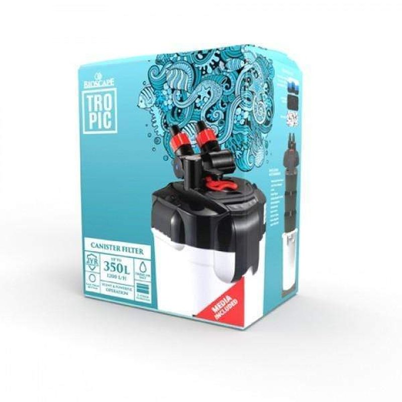 Bioscape Tropic Canister Filter 1200 - High Performance Aquarium Filter for Freshwater & Saltwater Tanks (350L Capacity, 1200L/H Flow Rate) - Ideal for Large Fish Tanks, Planted Aquariums, and Reef Systems
