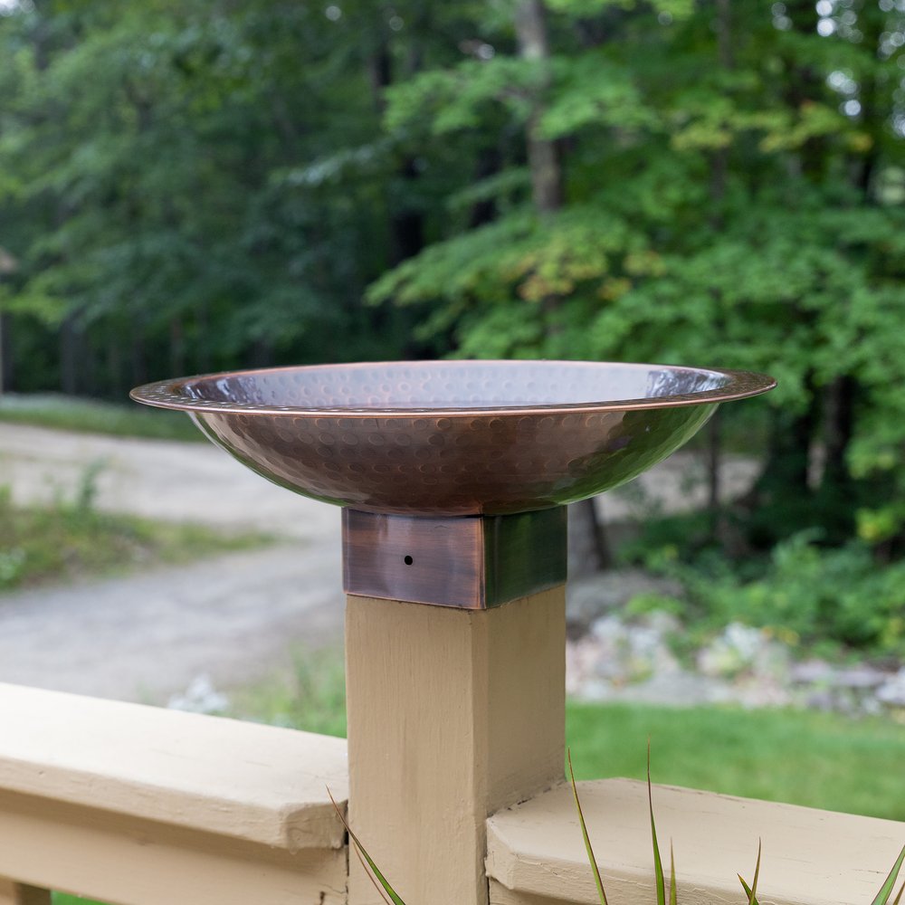 Achla Designs Hammered Copper Birdbath for 4x4 Post - Outdoor Garden Decor for Birds & Wildlife - Perfect for Backyard, Patio, and Garden Decorations