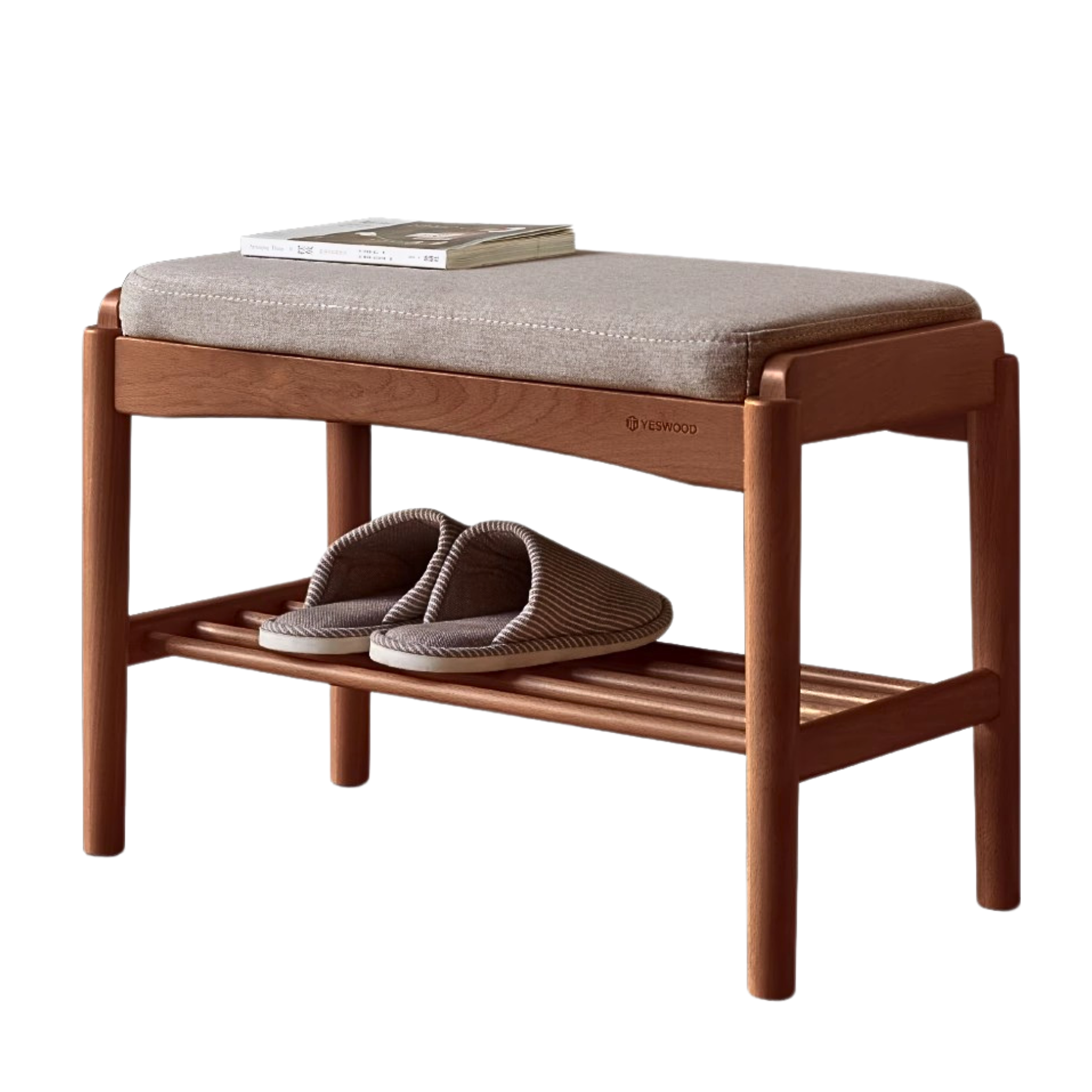 Solid Wood Shoe Storage Bench - Beech, Cherry, Walnut & Oak - Entryway Organizer for Home & Closet Storage