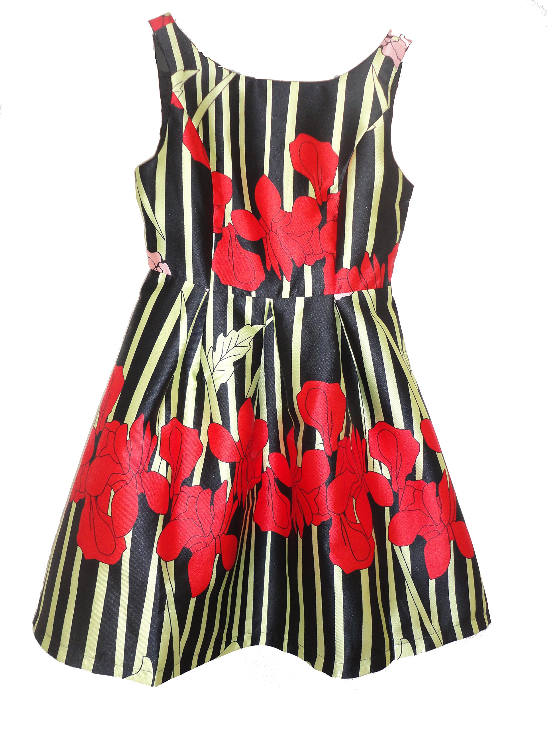 Women's Floral Sleeveless Skater Dress for Cocktail Party, Summer Wedding, Garden Party & Special Occasions