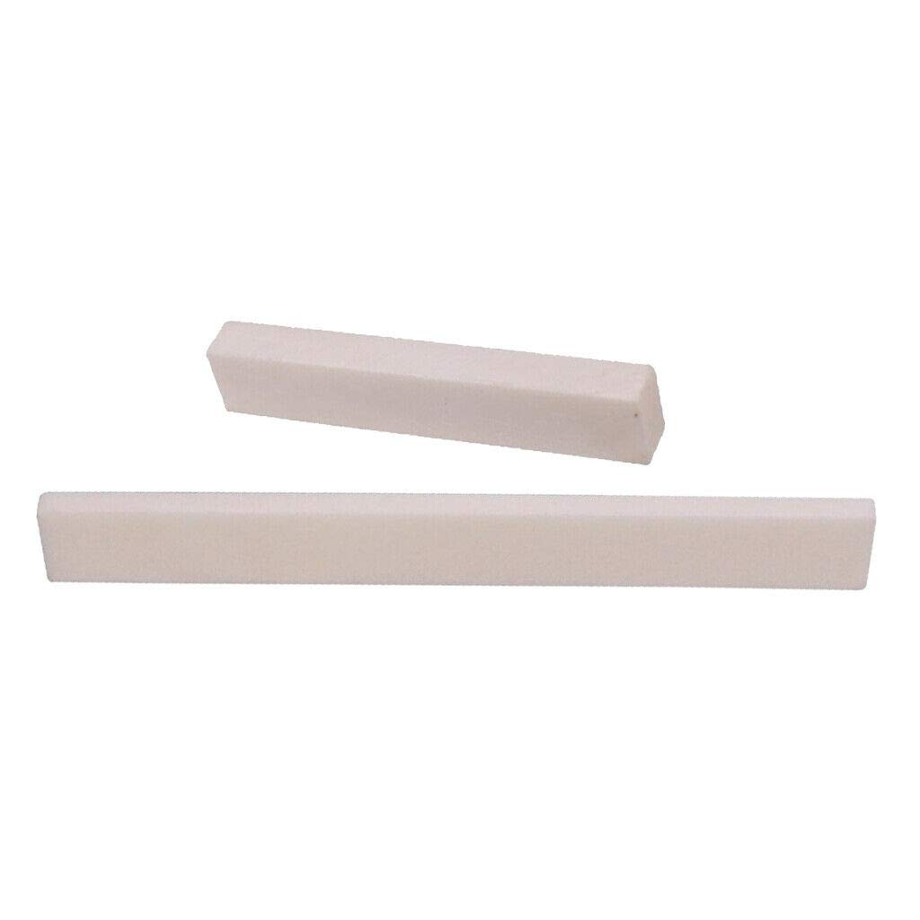 2-Pack Blank Bridge Bone Guitar Nuts & Saddle Set for Classical/Acoustic Guitar & Bass | Premium Replacement Parts for Guitar Repair & Maintenance | Perfect for DIY Luthiers & Musicians