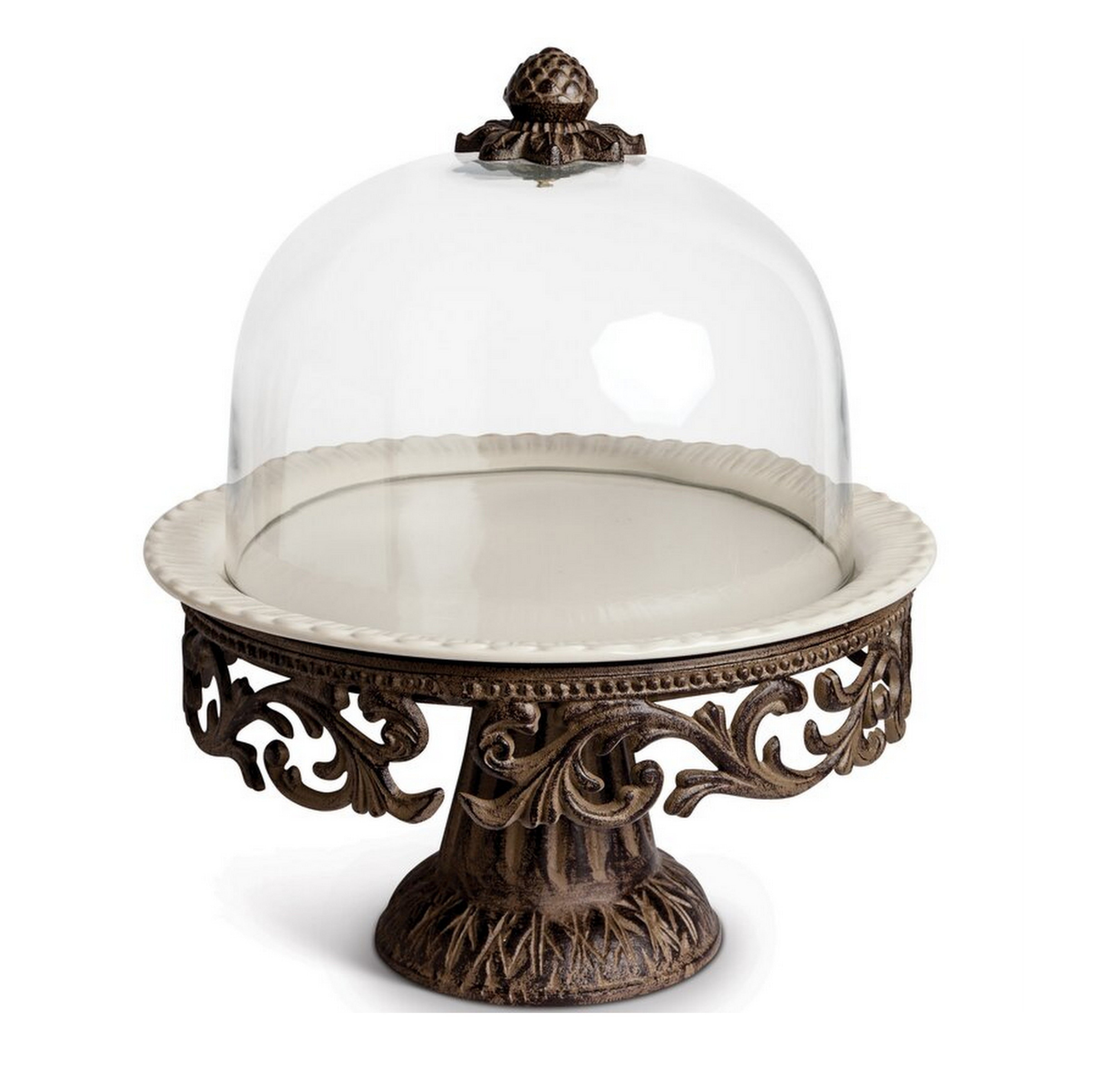 Elegant GG Collection Cake Pedestal with Glass Dome - 12 Inch Decorative Cake Stand for Weddings, Birthdays & Dessert Displays | Perfect for Party Decor & Bakery Showcase
