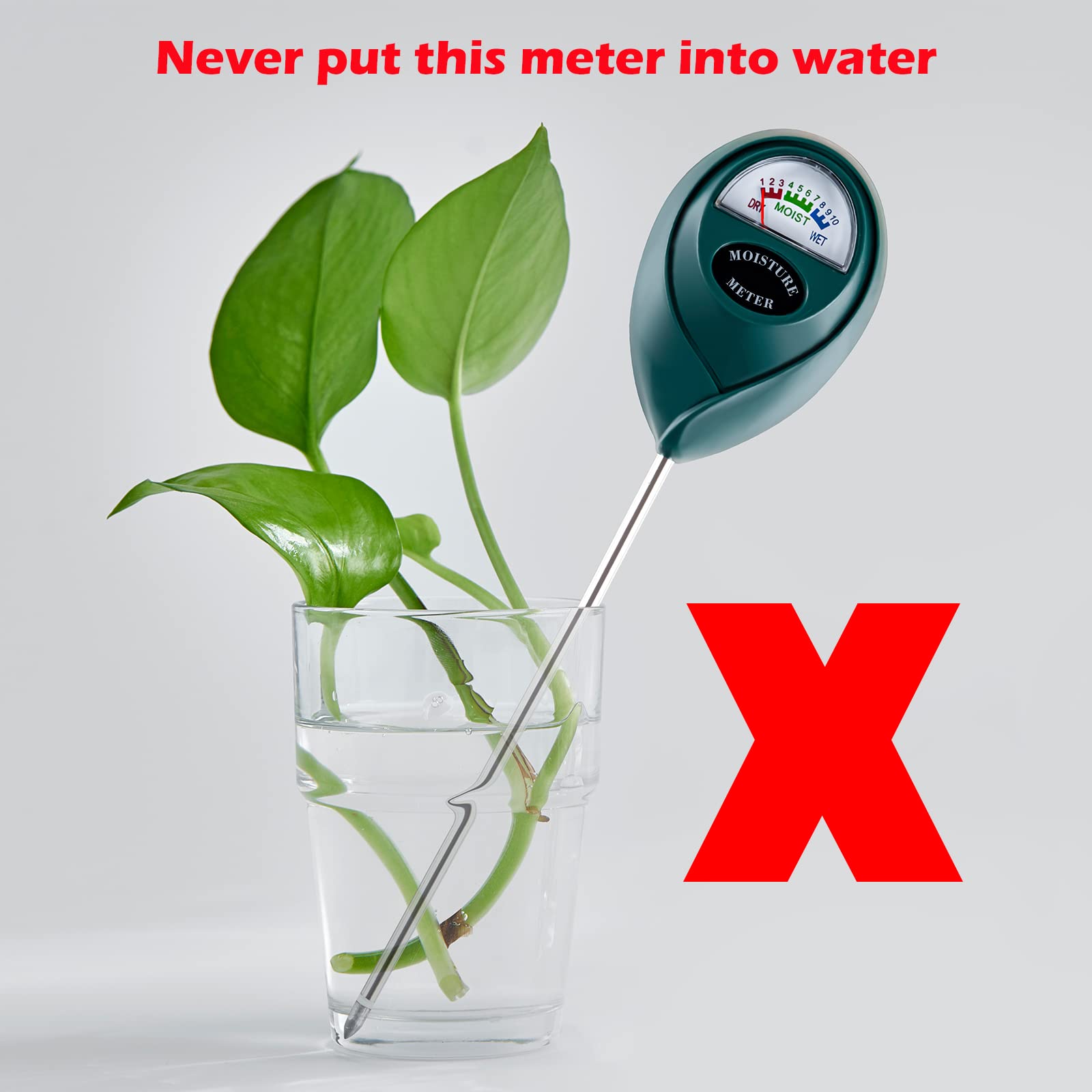 **Soil Moisture Meter for House Plants & Outdoor Gardens - Plant Water Monitor, No Batteries Needed (Green) - Perfect for Indoor Potted Plants, Succulents, and Garden Beds**