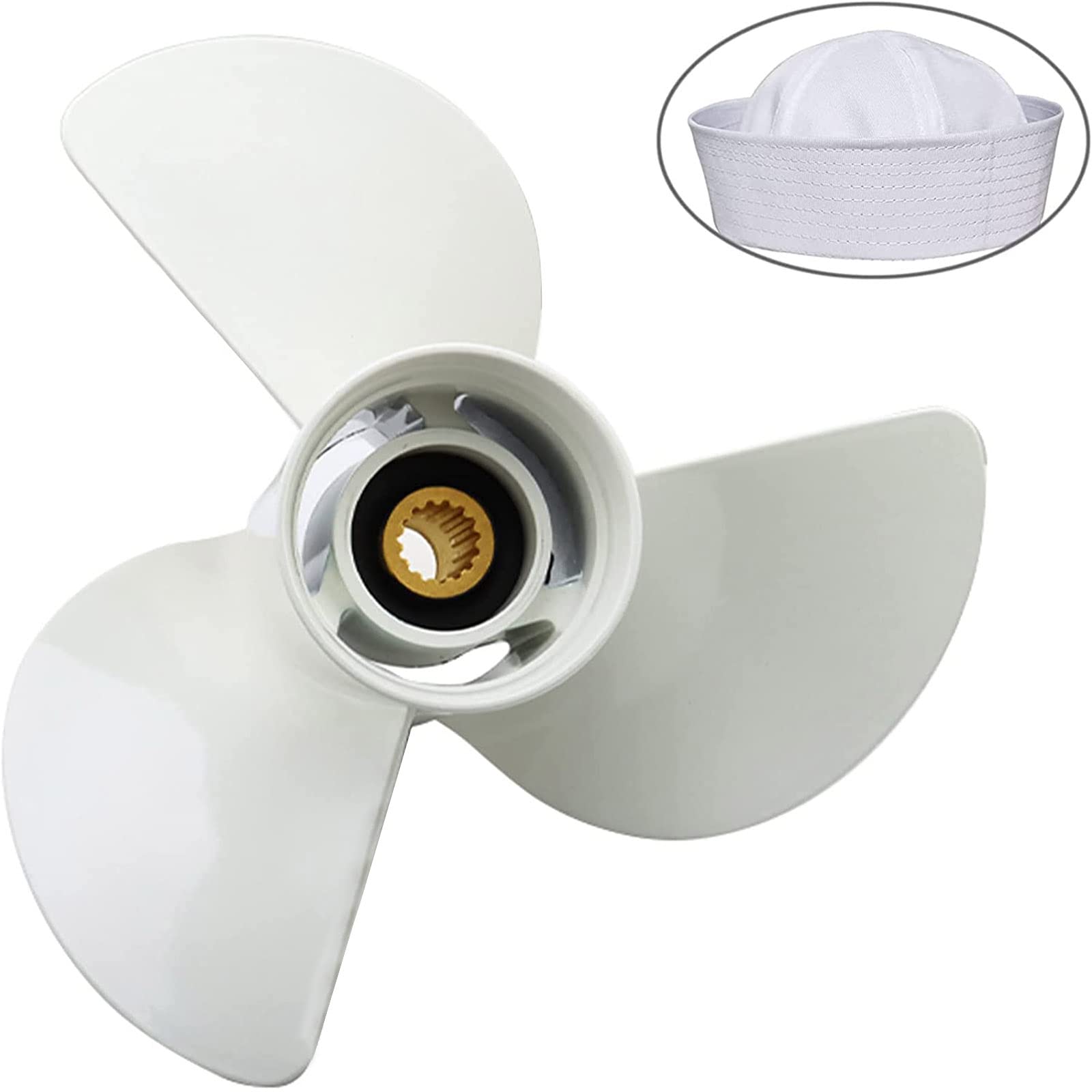 High-Performance 3-Blade Outboard Propeller for Yamaha 60HP-130HP Engines - 15 Tooth RH White - Perfect for Boating, Fishing & Water Sports