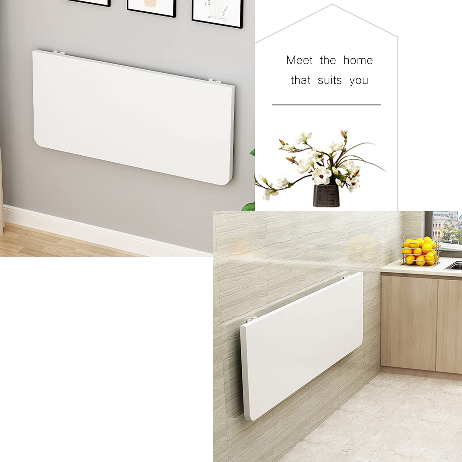 Wall Mounted Folding Workbench - Heavy Duty Drop-Leaf Wooden Table for Kitchen, Dining & Office | Space-Saving Fold Down Desk for Small Spaces | Perfect as Computer Desk, Craft Station or Breakfast Nook