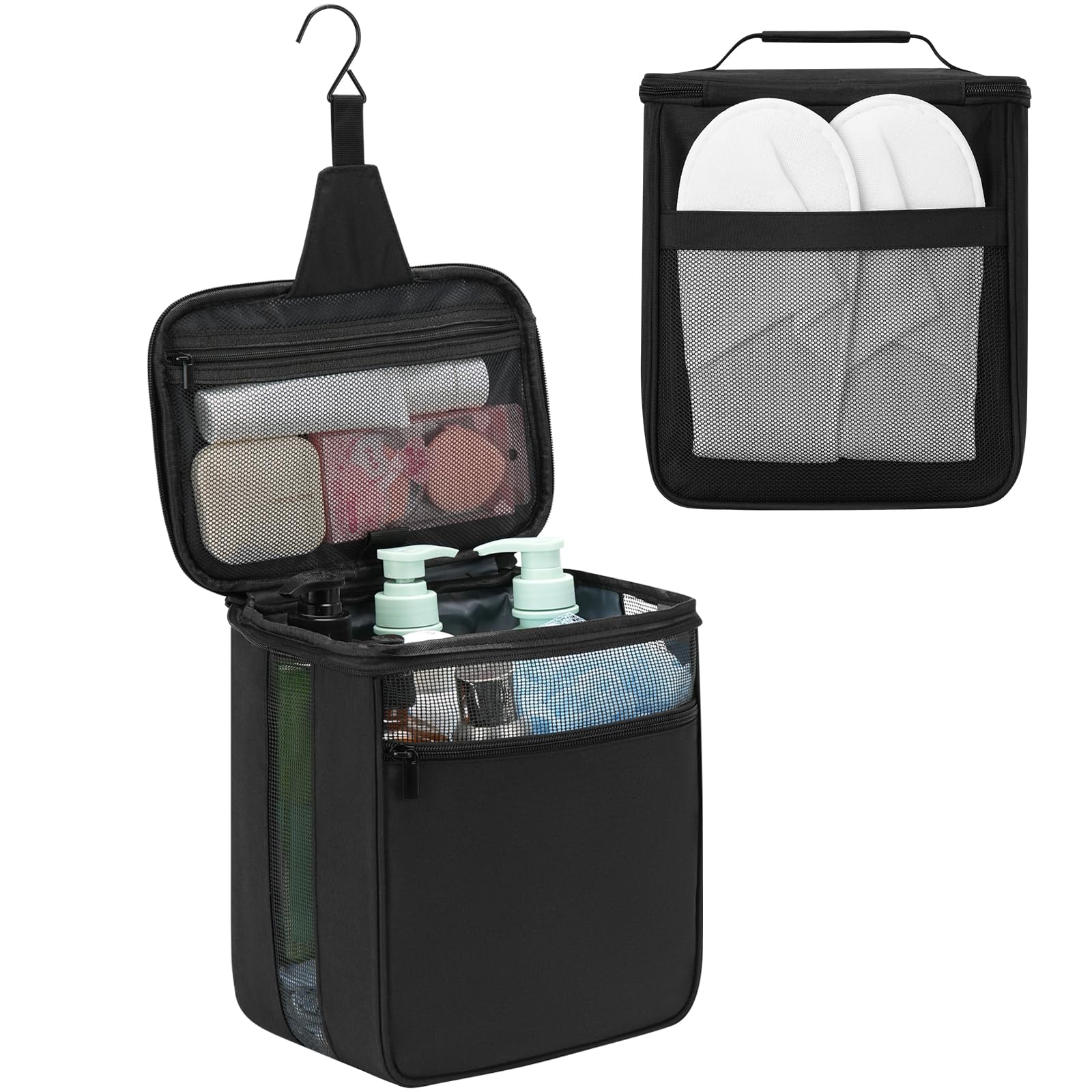 **Mesh Shower Caddy - Portable Hanging Shower Organizer for College Dorm, Camping, Travel & Gym - Waterproof Storage Bag for Men & Women (Black) - Perfect for Small Bathrooms & On-the-Go Essentials**