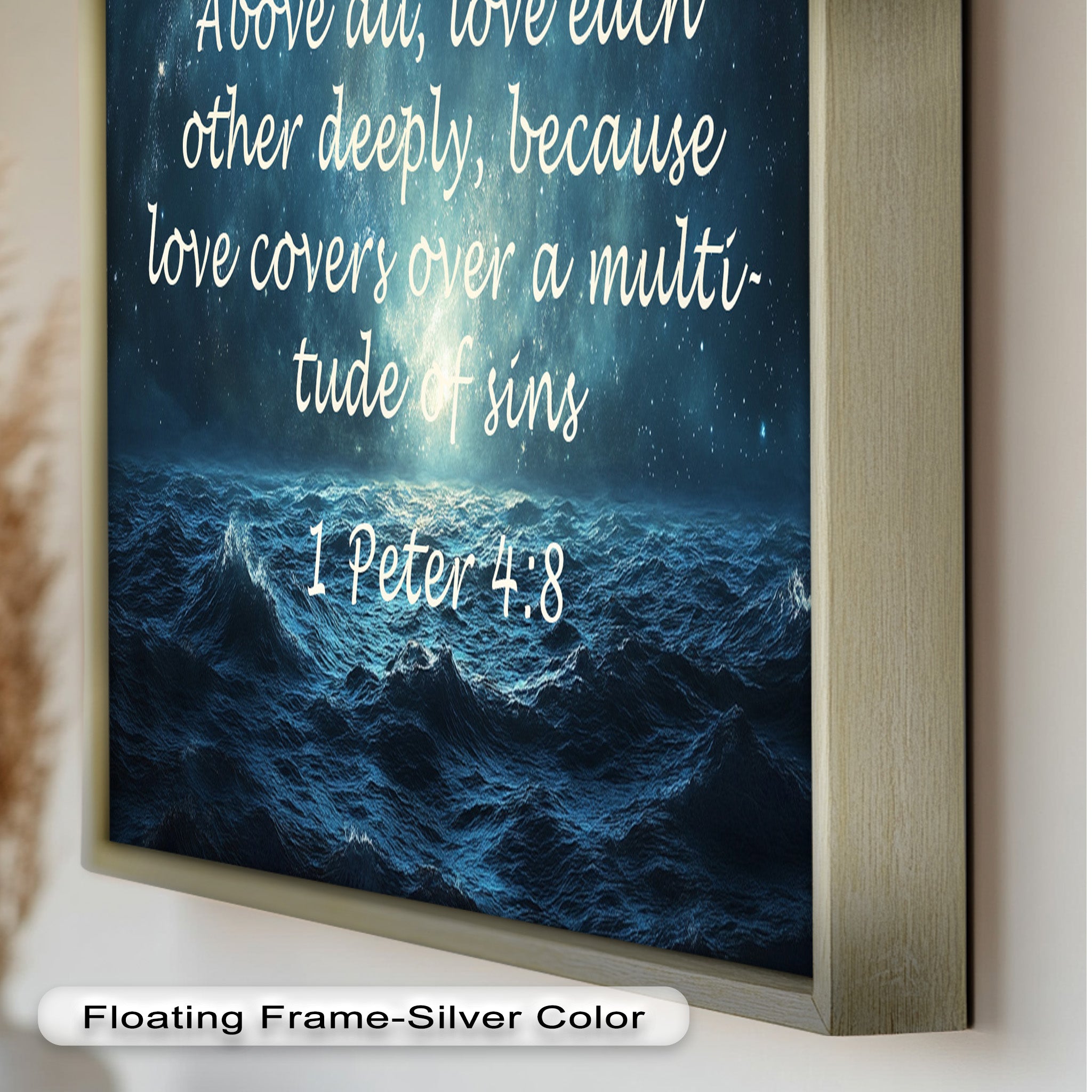 1 Peter 4:8 Love and Forgiveness Bible Verse Oil Painting - Christian Home Decor, Religious Wall Art, Gift for Baptism & Weddings