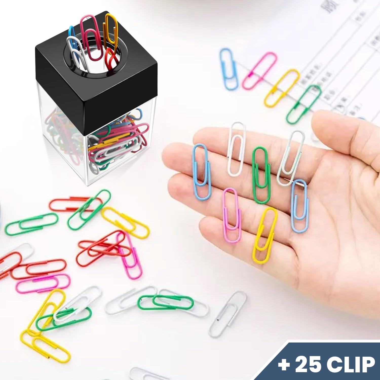 Magnetic Paper Clip Holder for Desk - 4 Pack with 100 Clips Included, Holds Up to 150 Clips | Office Organization & School Supplies for Paper Management