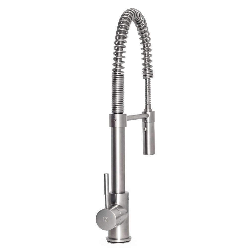 ZLINE Sierra Pull Down Spring Single Handle Kitchen Faucet in Brushed Nickel - High Arc Spout for Easy Washing, Perfect for Modern Kitchens & Busy Home Chefs (SRA KF BN)