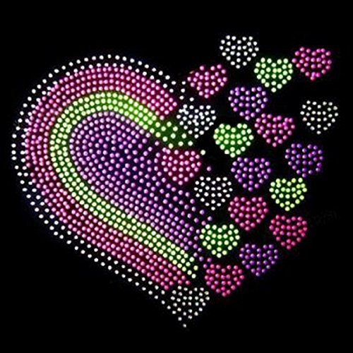 Hearts a Many Rhinestone Iron-On Transfer - DIY Rhinestone Decals for T-Shirts, Jackets, Hats - Perfect for Crafting, Custom Apparel & Fashion Design