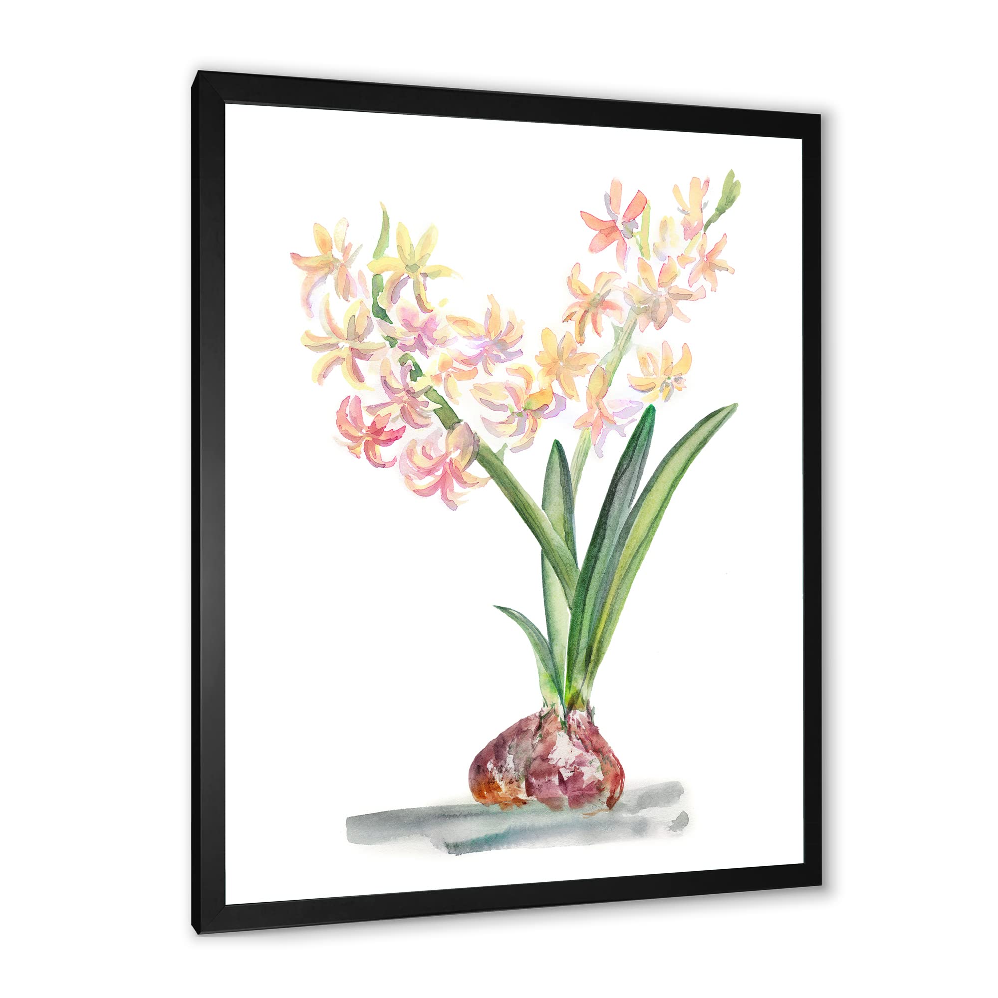 DesignQ Blossoming Hyacinth Spring Floral Framed Wall Art - Traditional Home Decor for Living Room, Bedroom & Office