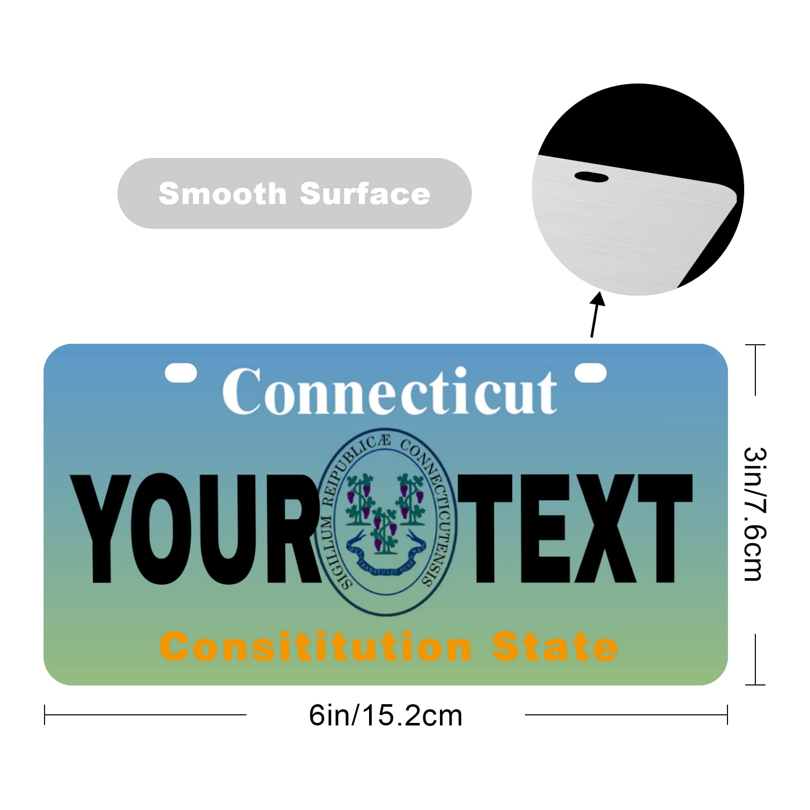 Custom Personalized Connecticut Mini License Plate 6x3 Inch - Kids Toy Car, Bicycle, Scooter, Golf Cart, Motorcycle & ATV Decoration - Perfect for Gifts, Room Decor & Vehicle Accessories