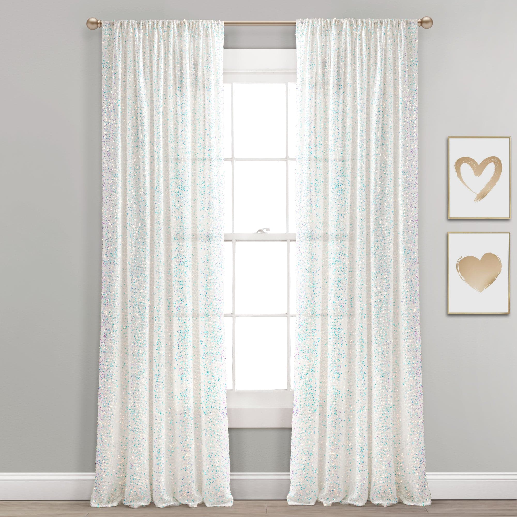 Elegant Ballgown Glam Sparkle Sequins Window Curtain Panel - Luxury Bedroom & Living Room Drapes for Wedding, Party, and Home Decor