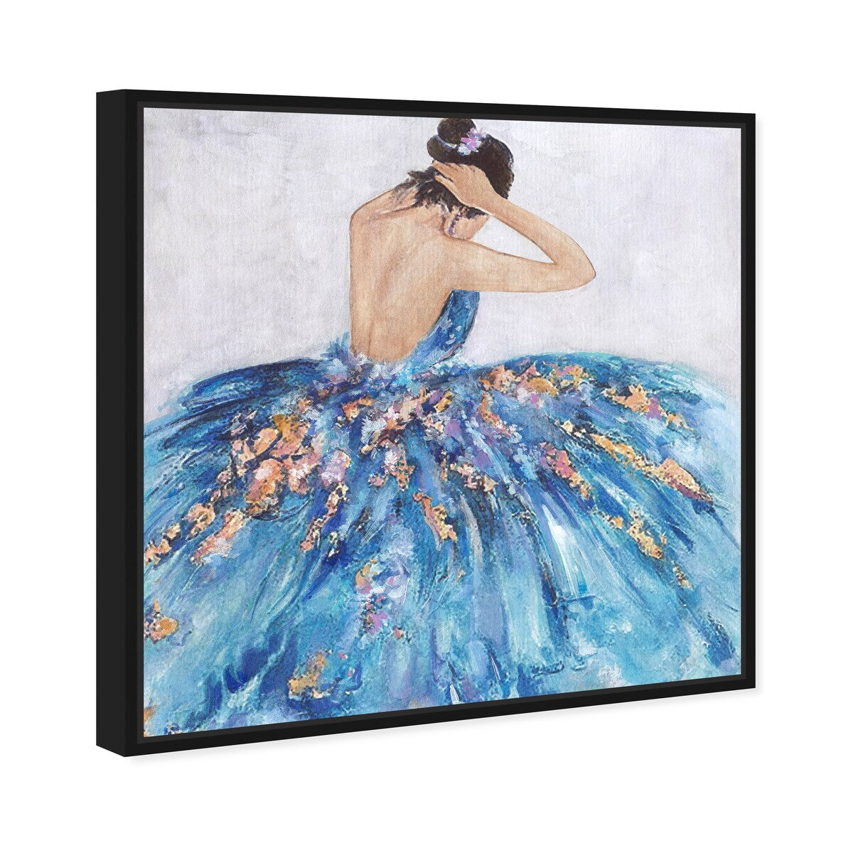 Elegant Blue Princess Dress Glam Canvas Wall Art Print - Festive & Stylish Home Decor for Bedroom, Living Room, or Nursery
