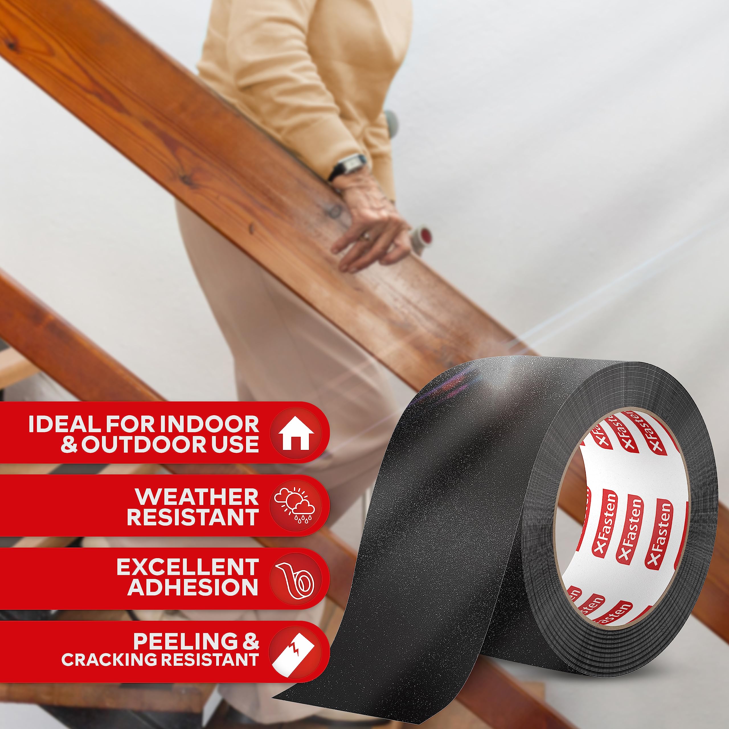 XFasten Anti Slip Grip Tape for Stairs - Black 4