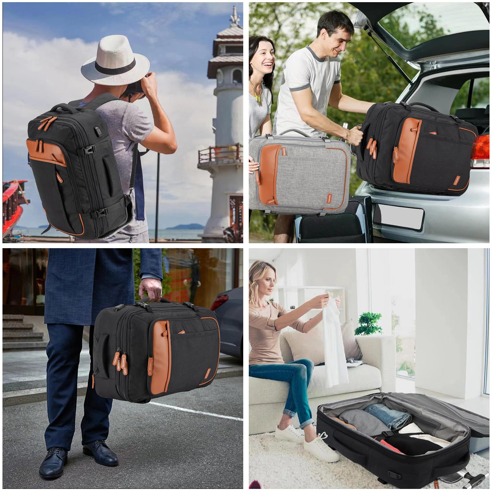 Rolling Backpack for Women & Men - 17.3 Inch Wheeled Laptop Backpack with 4 Packing Cubes, Travel Backpack with Wheels for Business Work & Airplane Carry On (Black) - Perfect for Commuting, Business Trips & Airport Travel