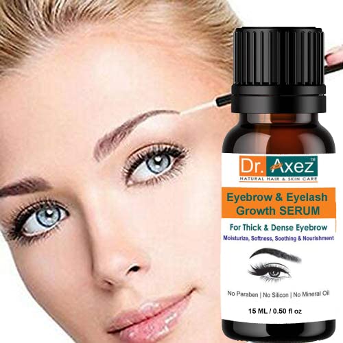 Dr. Axez 100% Pure Natural Castor Oil Eyebrow & Eyelash Growth Serum - 15ml Organic Herbal Hair Oil for Thicker Fuller Brows & Lashes | Handmade Home Remedy for Daily Beauty Routine & Night Care