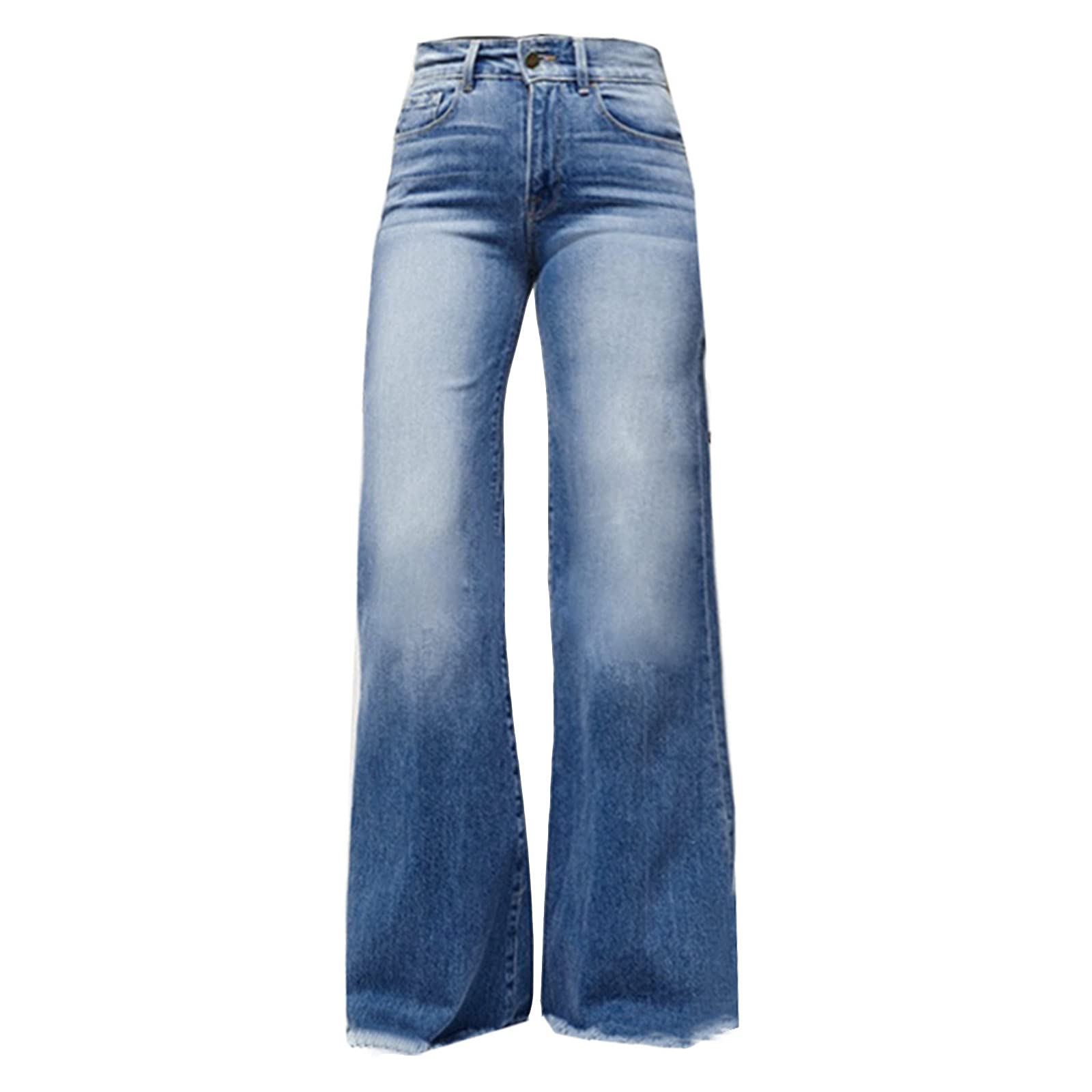 Women's High Waist Baggy Jeans - Wide Leg Denim Pants with Flap Pockets | Straight Cut Casual Loose Trousers | Classic Streetwear Style | B-Navy Color | XX-Large Size | Perfect for Everyday Wear, Street Fashion & Casual Outings