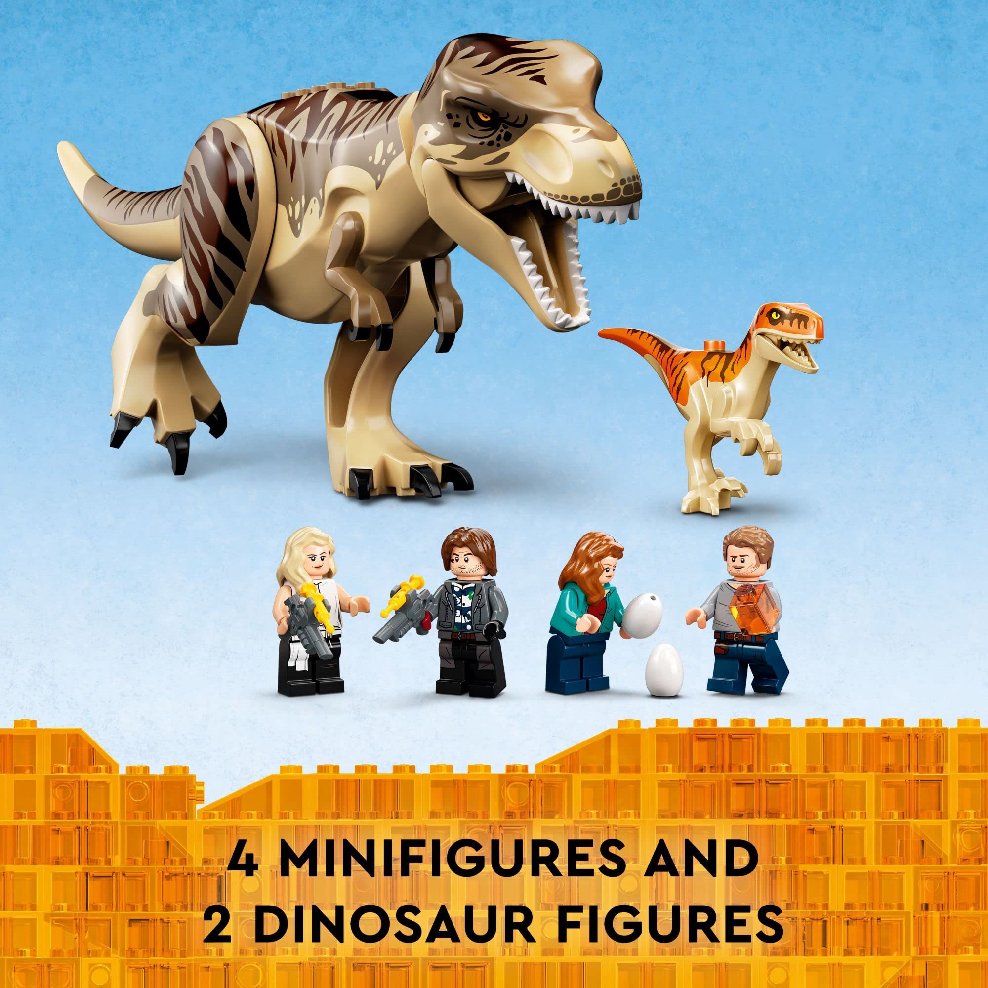 LEGO Jurassic World T. rex & Atrociraptor Dinosaur Breakout 76948 Building Kit - 4 Minifigures, Market Stall & Truck - 2022 Movie Inspired Dino Toy Set - Best Gift for Kids Ages 8+ | Creative Play, Birthday Present, STEM Learning Toy