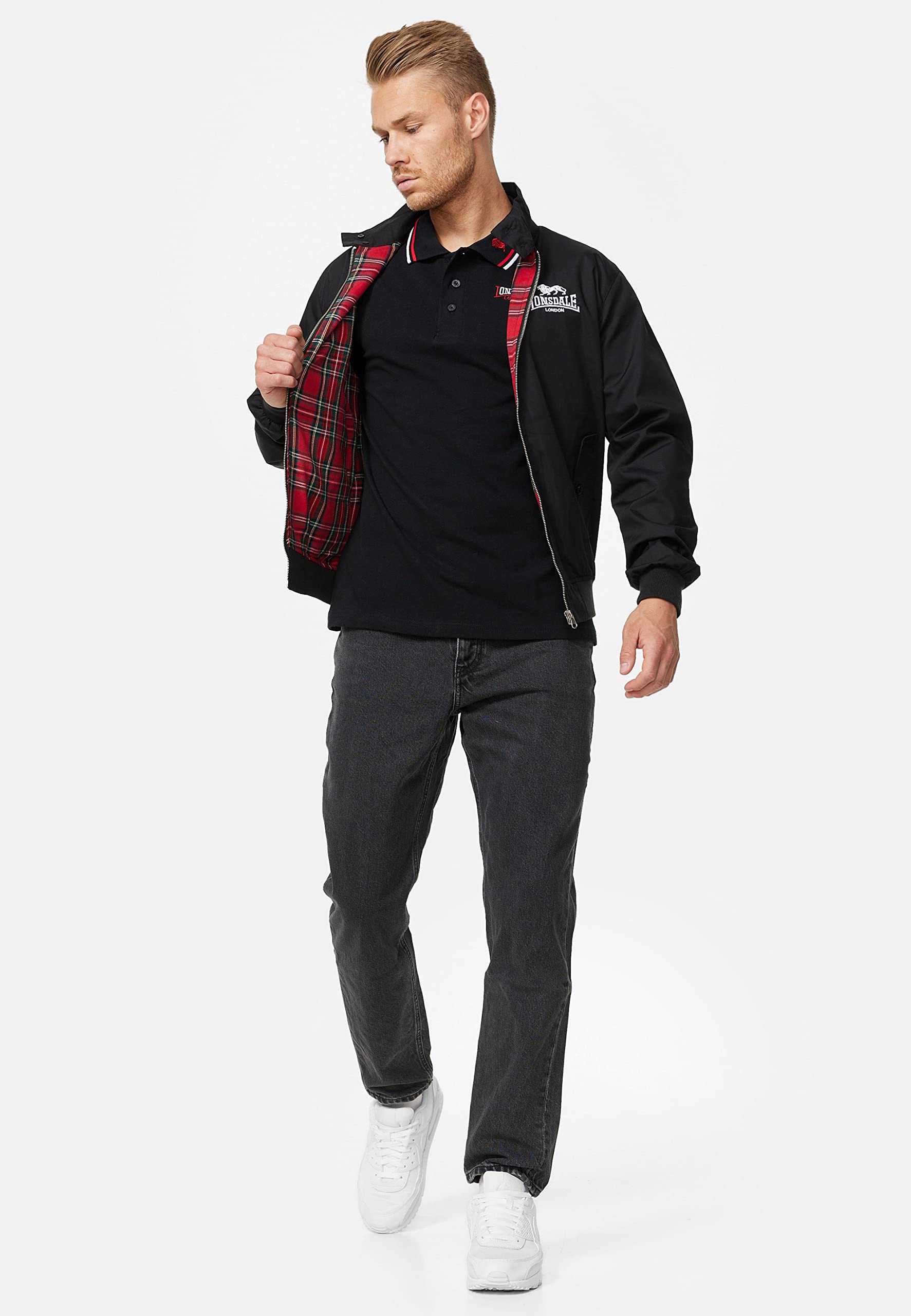 Lonsdale Men's Acton Jacket - Black, Size XL | Water-Resistant Winter Coat for Outdoor Activities & Casual Wear