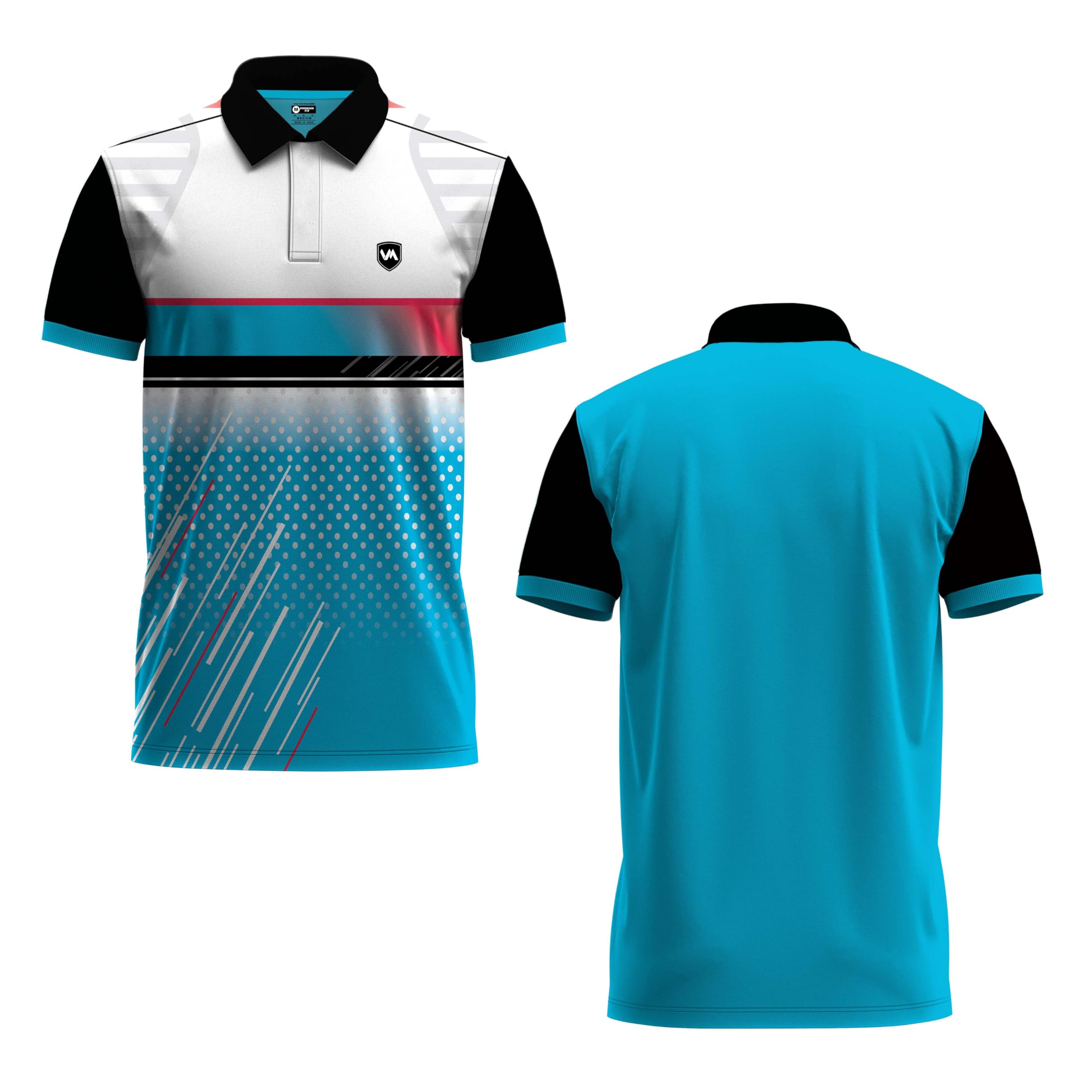 VM Clothing Men's DryFit Half Sleeve Printed Cricket Jersey - Breathable Sports Shirt for Cricket Teams & Club Players - Perfect for Matches, Practice & Fan Wear