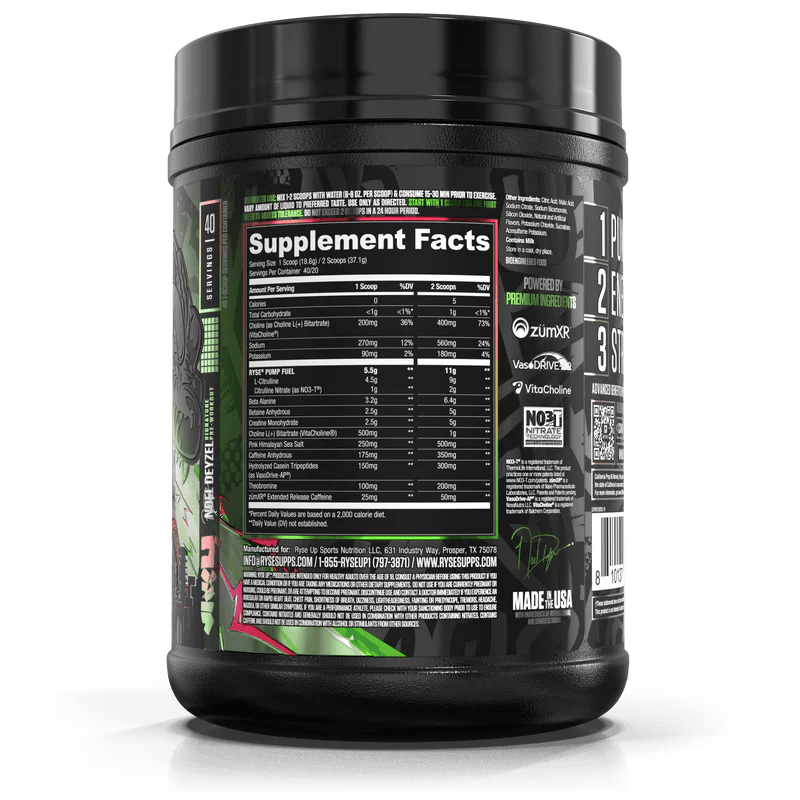 RYSE GODZILLA® Pre Workout Supplement - Energy Booster & Muscle Pump Formula for Intense Workouts | Gym Performance Enhancer for Men & Women | Best for Bodybuilding, Weightlifting & CrossFit Training