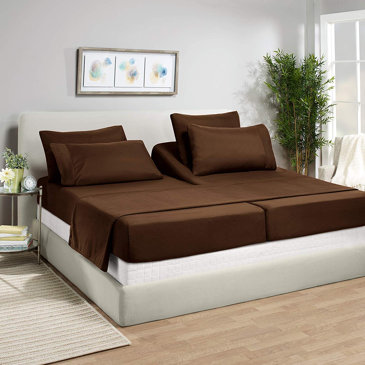 Premium 5-Piece Split Queen Sheet Set - 100% Egyptian Cotton 800 Thread Count, Deep Pocket (15